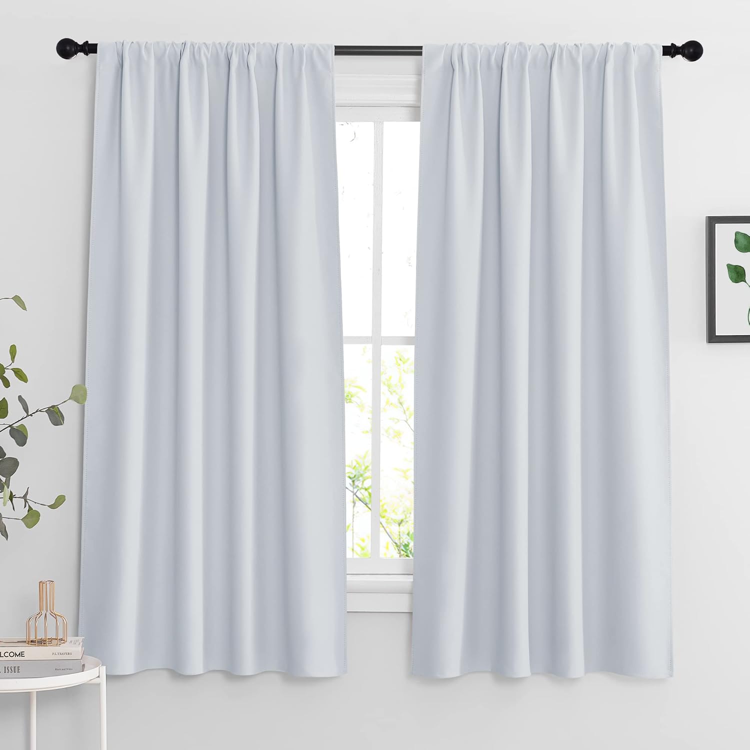 RYB HOME White Room Darkening Curtains for Bedroom, Thermal Insulated Curtains and Drapes Small
