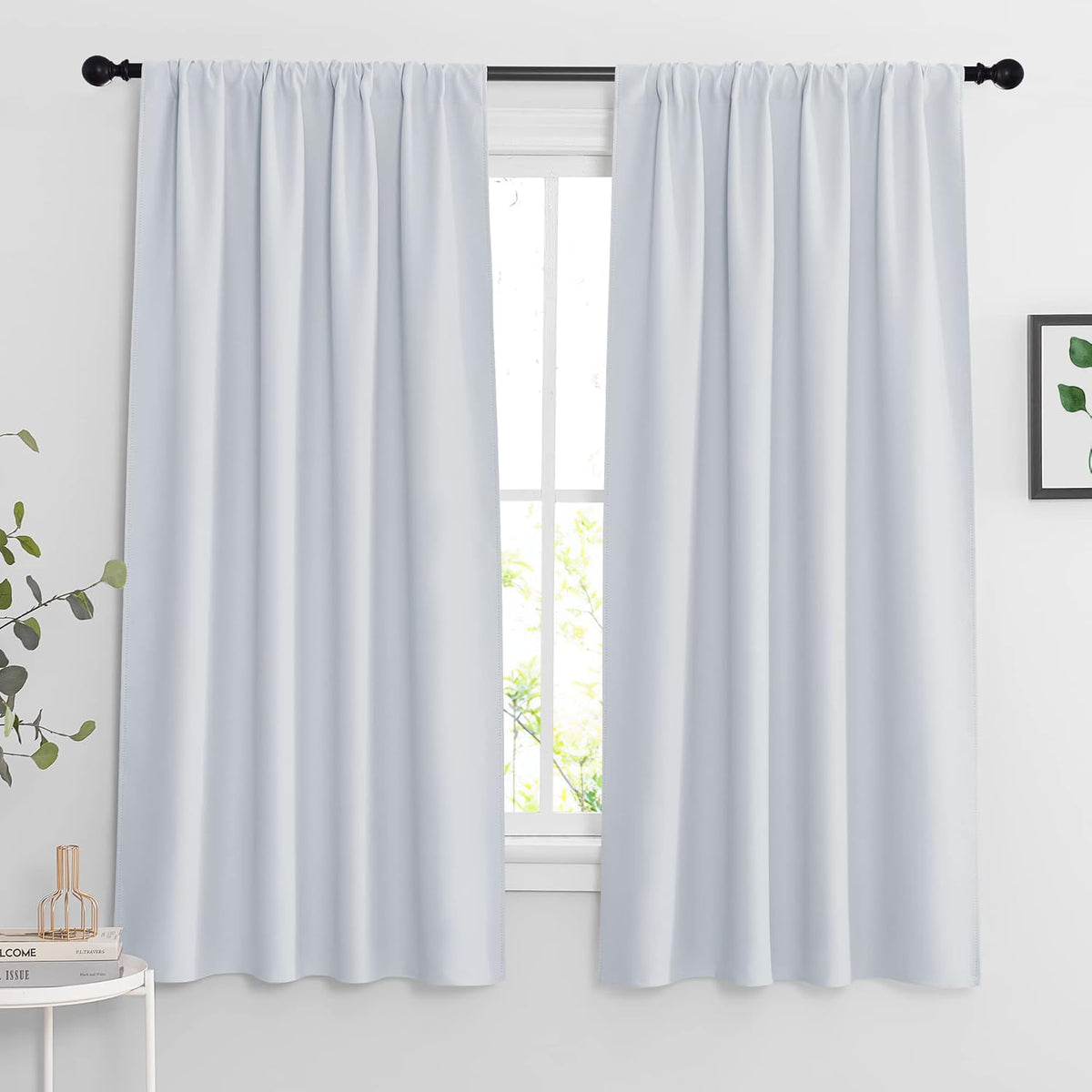 RYB HOME Blackout Curtains 63 inches Long - Energy Saving Insulation Large Window Curtain Blinds