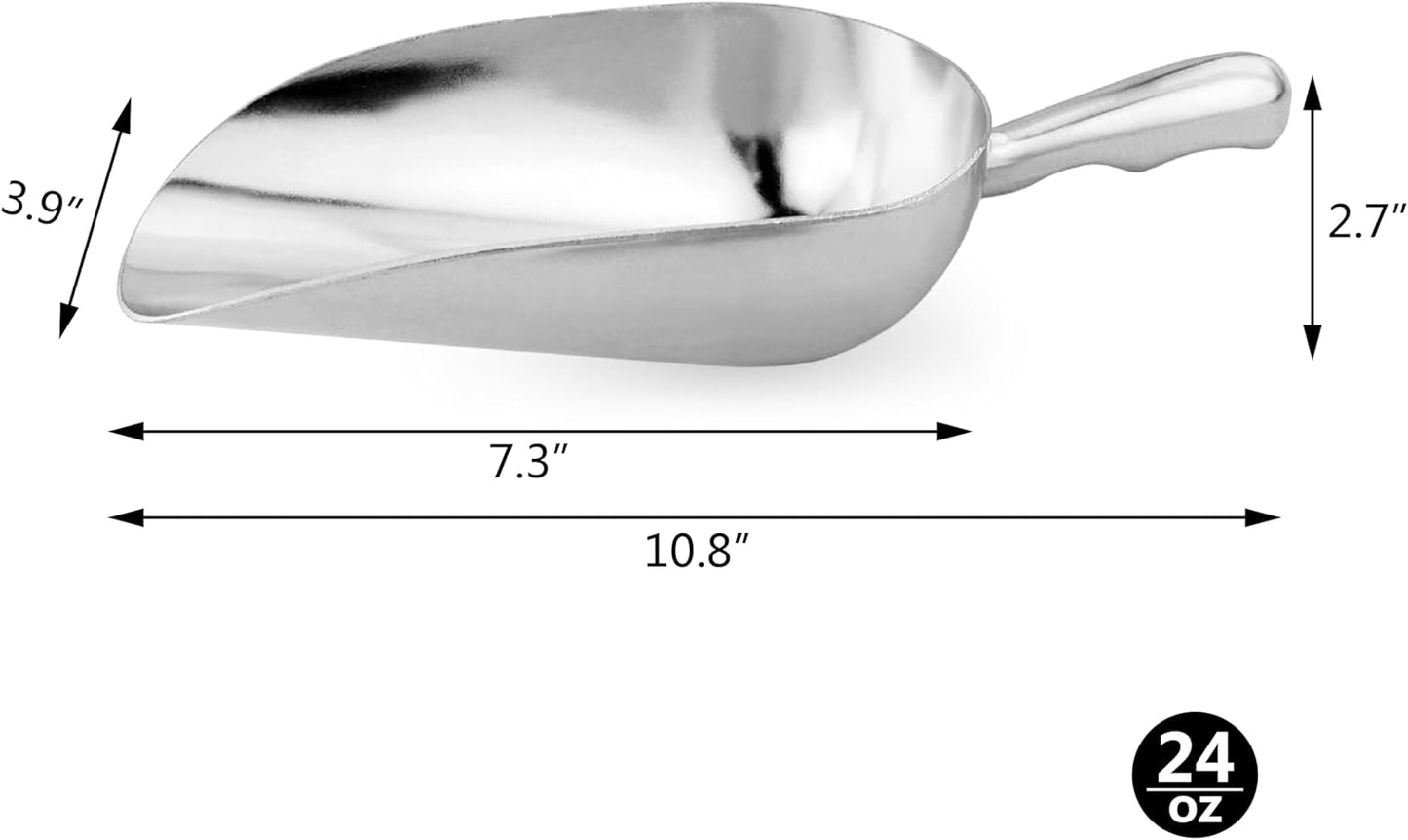 New Star Foodservice 34547 One-Piece Cast Aluminum Round Bottom Bar Ice Flour Utility Scoop, 24