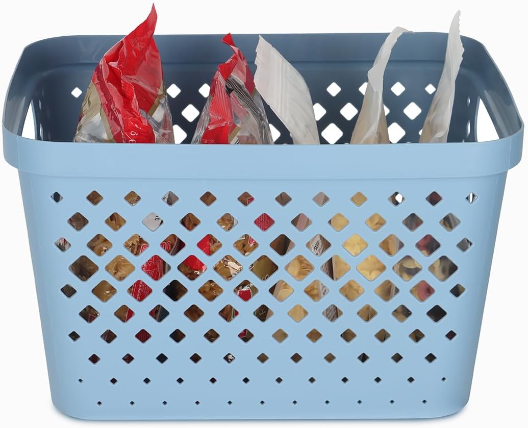 Glad Plastic Storage Basket Set, Value Pack of 6 | Open Storage Bins for Shelves, Bathroom, Pantry