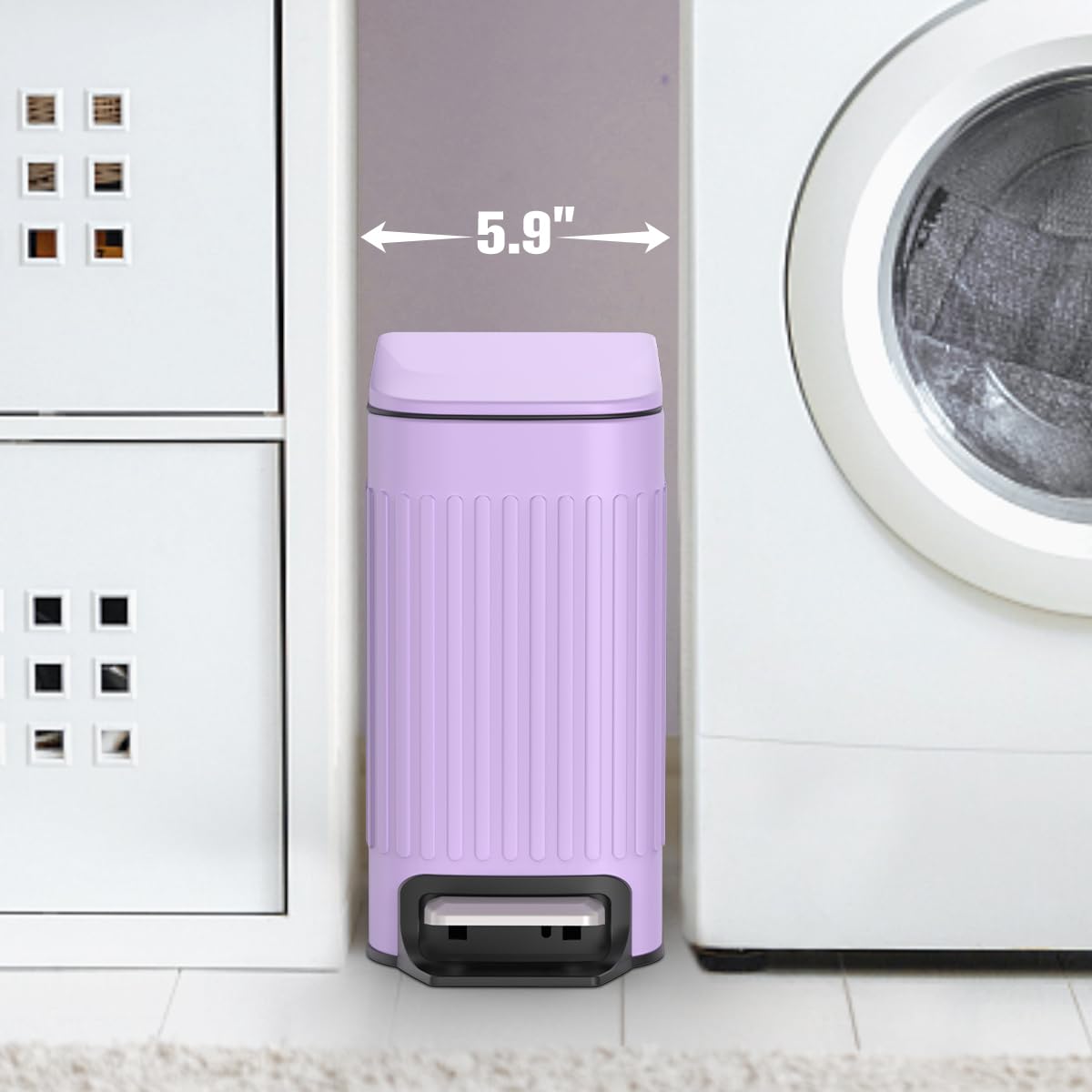 TrashAid Slim Bathroom Trash Can with Lid Soft Close, 6 Liter/1.6 Gallon Stainless Steel Small