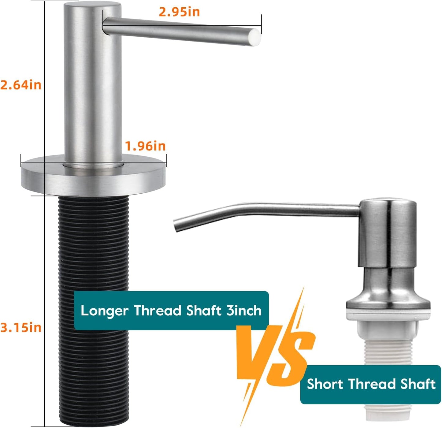 Gappo Upgraded Soap Dispenser for Kitchen Sink Brushed Nickel, Stainless Steel Countertop Pump