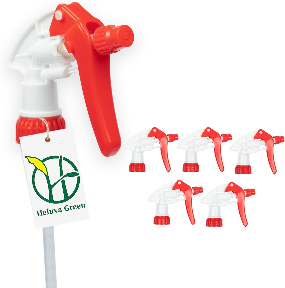 Heluva Green Spray Bottle Nozzle Replacement, Bottle Tops Only - Sprayer Nozzle Triggers for Heavy