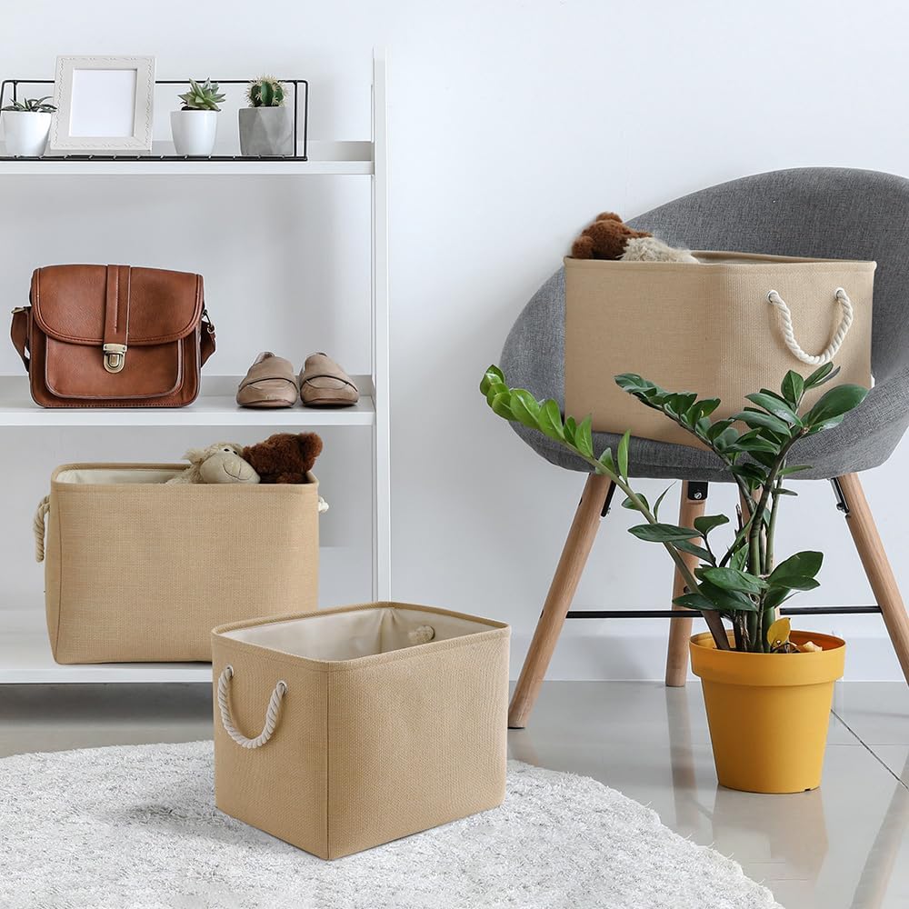 TheWarmHome Organization and Storage Basket for Organizing - 3 Pack 16x12x12 inch Cube Fabric