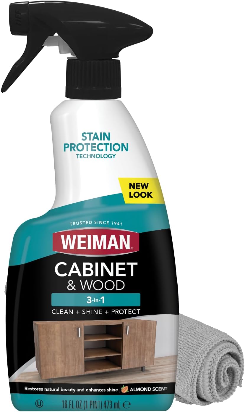 Weiman Cabinet & Wood Clean & Shine Spray - Furniture, Kitchen Cabinets, Baseboard & Trim, Fresh