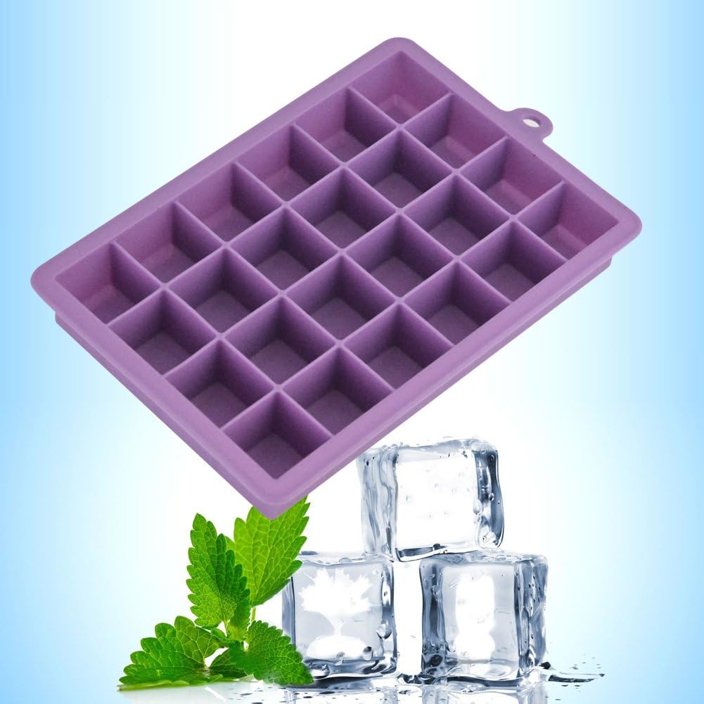 Ice Cube Tray, Silicone Square Ice Trays Easy Release Stackable Ice Cube Mold with Removable Lid