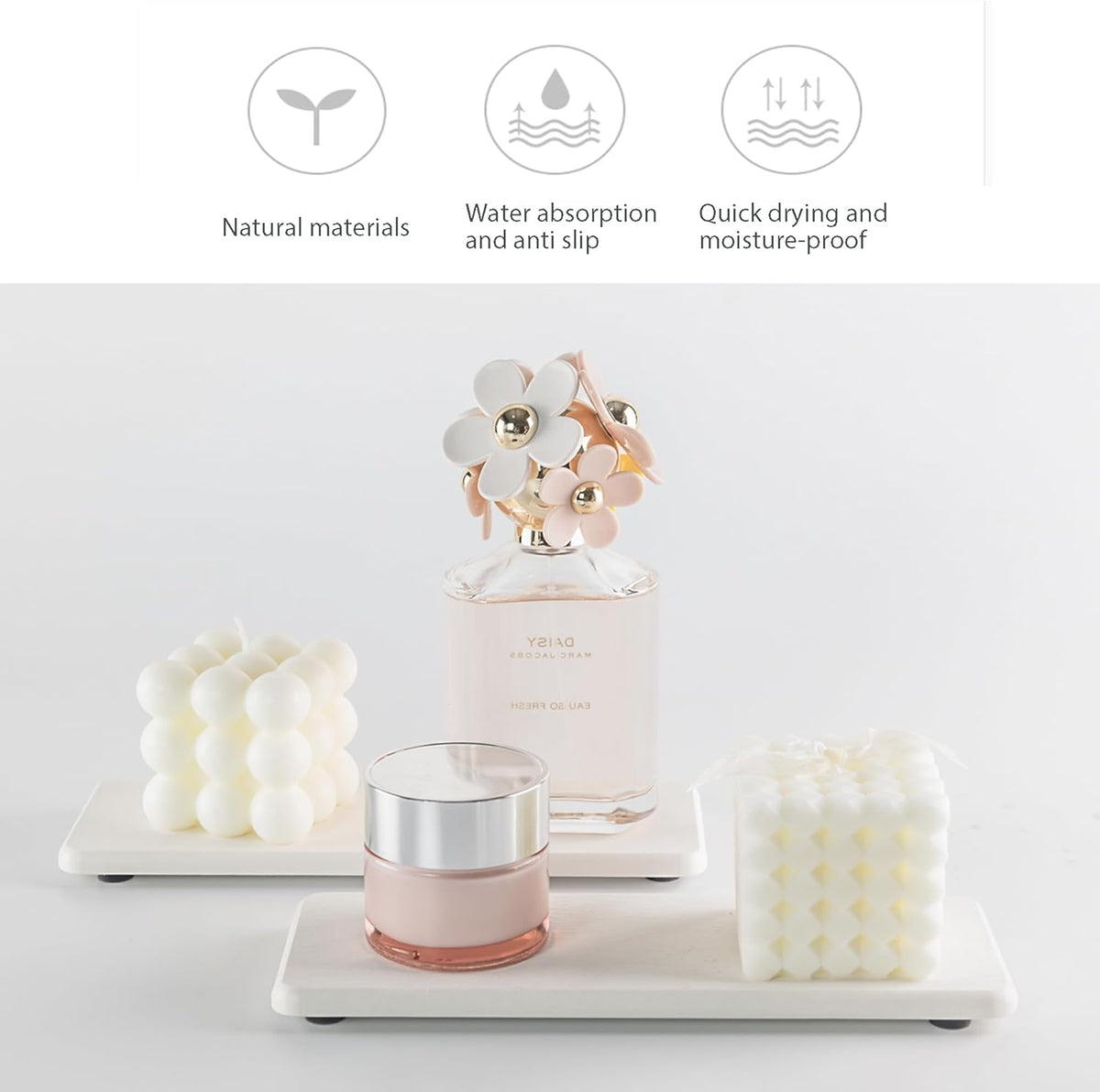 2 Pcs Water Absorbing Stone Trays, Kitchen/Bathroom Sink Soap Dish, Diatomite Tray Used for Hand