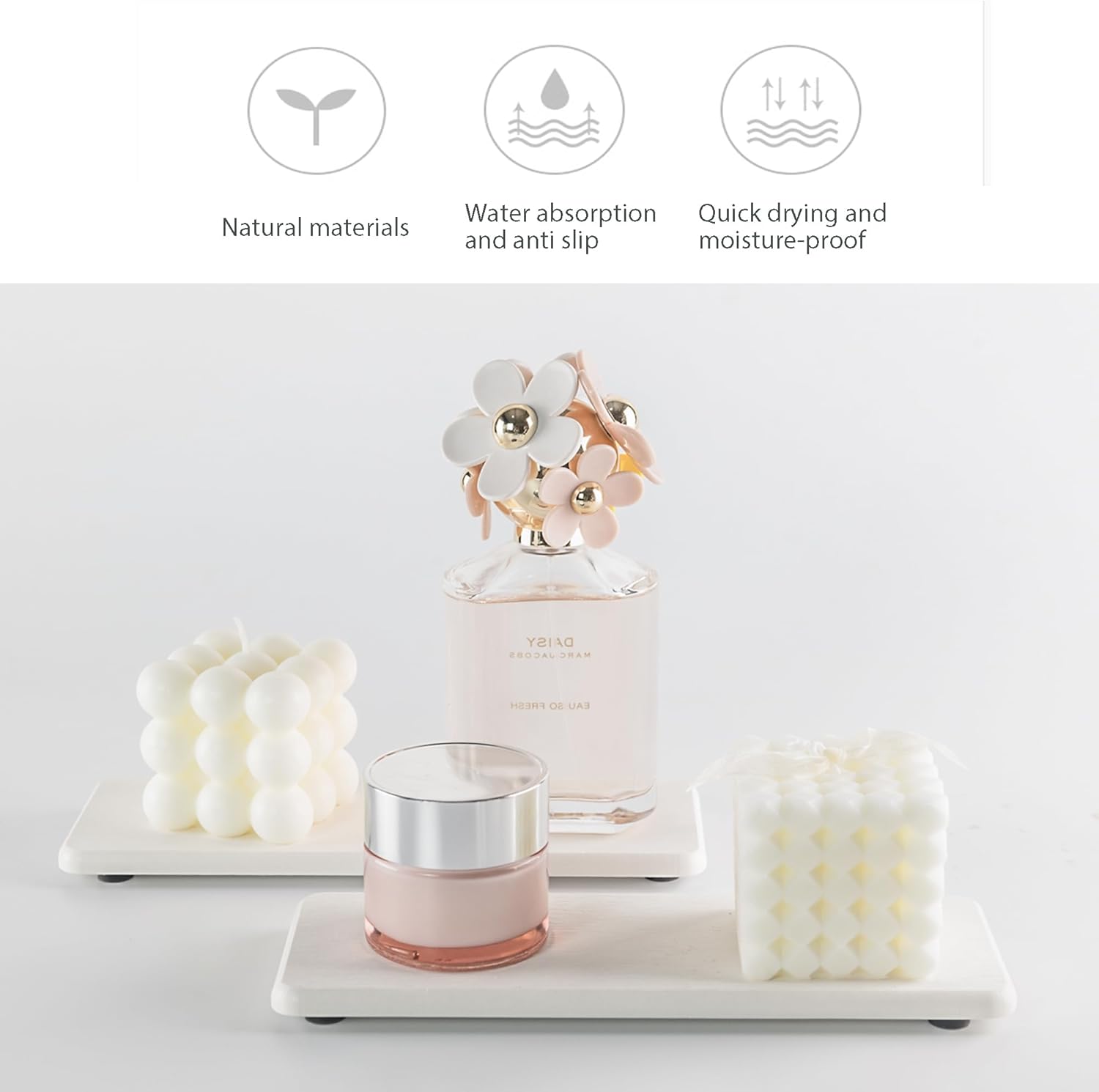 2 Pcs Water Absorbing Stone Trays, Kitchen/Bathroom Sink Soap Dish, Diatomite Tray Used for Hand