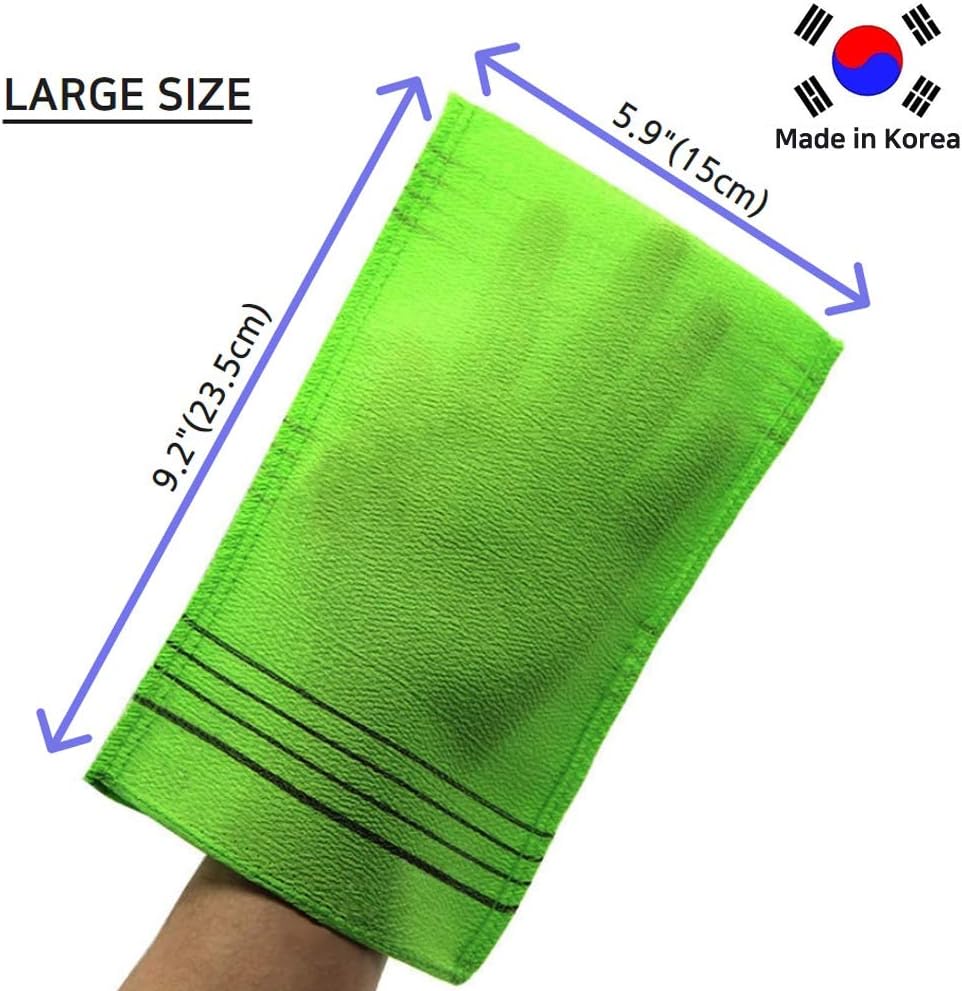 Korean Exfoliating Mitt, Large Size, 5 Colors, Back and Body Exfoliating Washcloth for Removing