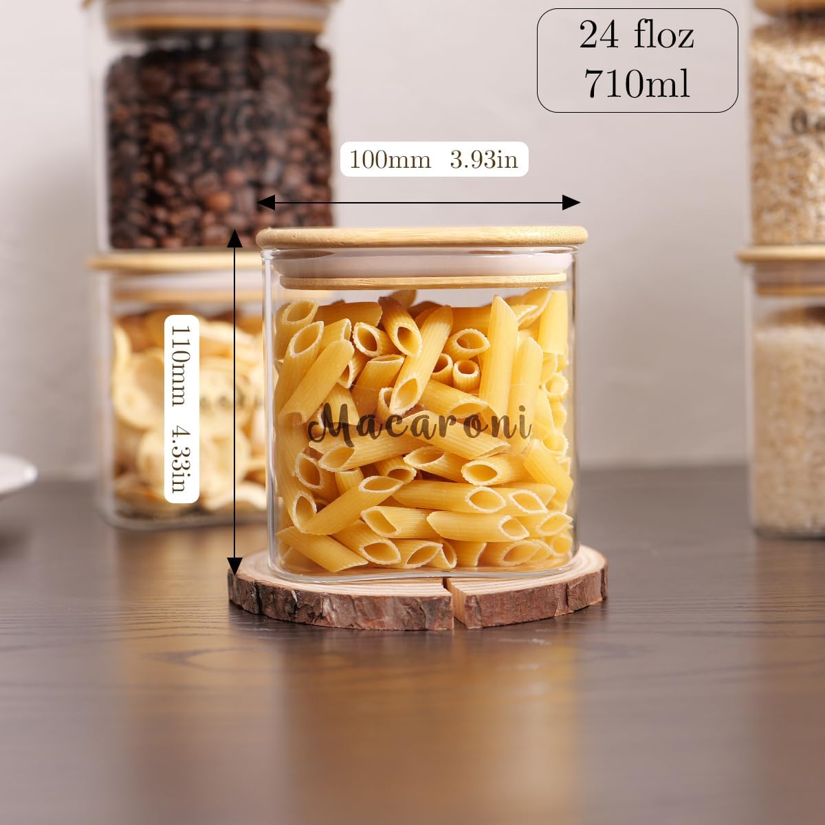 6 Pcs Square Glass Pantry Storage Containers with Bamboo Airtight Lid and 248 Clear Pantry Labels