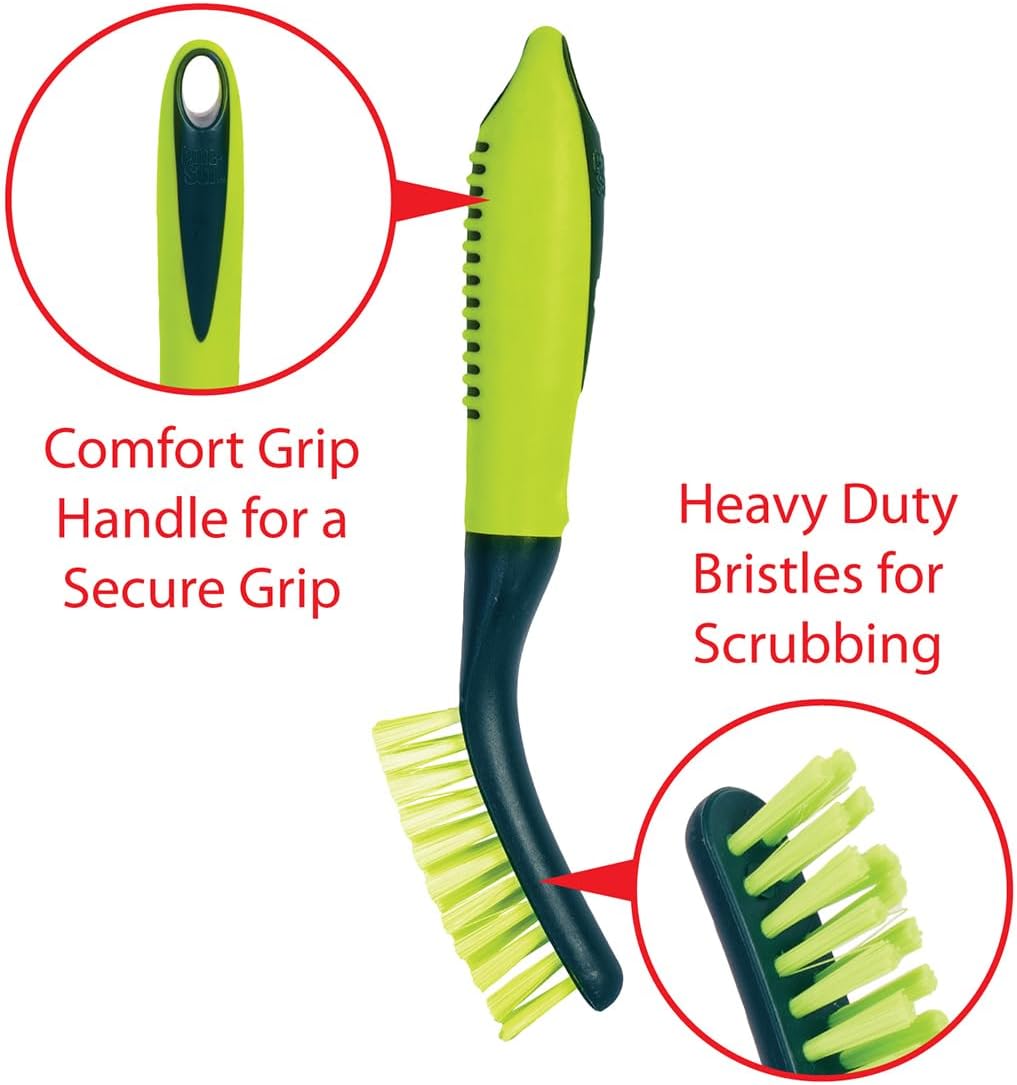 Pine-Sol Scrub Brush Set - Long Handle Cleaning Brushes with Heavy Duty Bristles and Comfort Grip