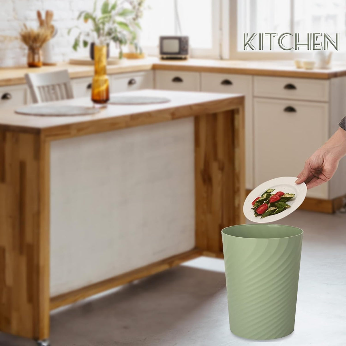 UUJOLY Plastic Small Trash Can Wastebasket, Garbage Container Basket for Bathrooms, Laundry Room