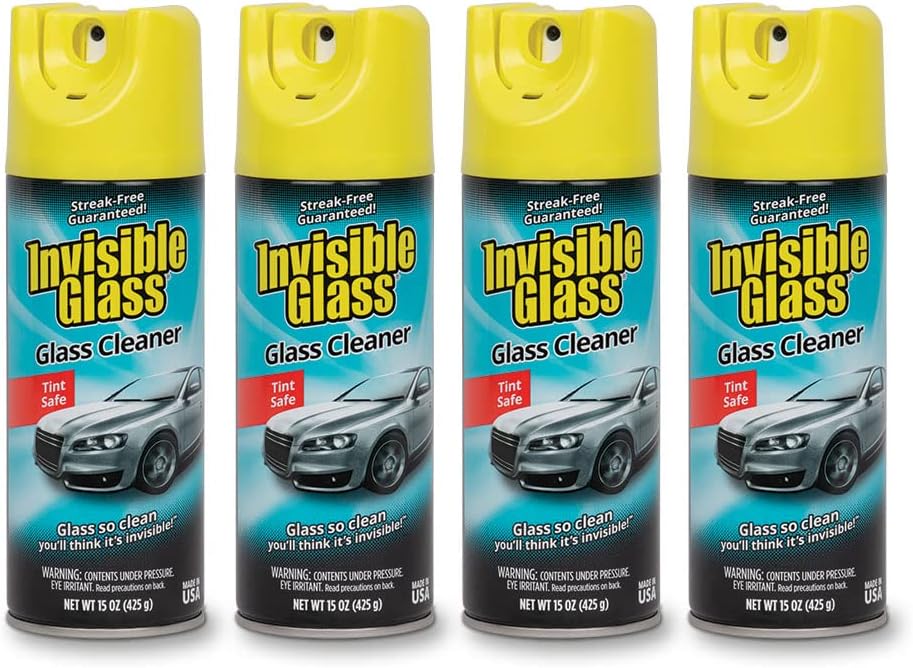 Invisible Glass 91163-4PK Premium Aerosol Glass and Window Cleaner for Auto and Home, Streak-Free