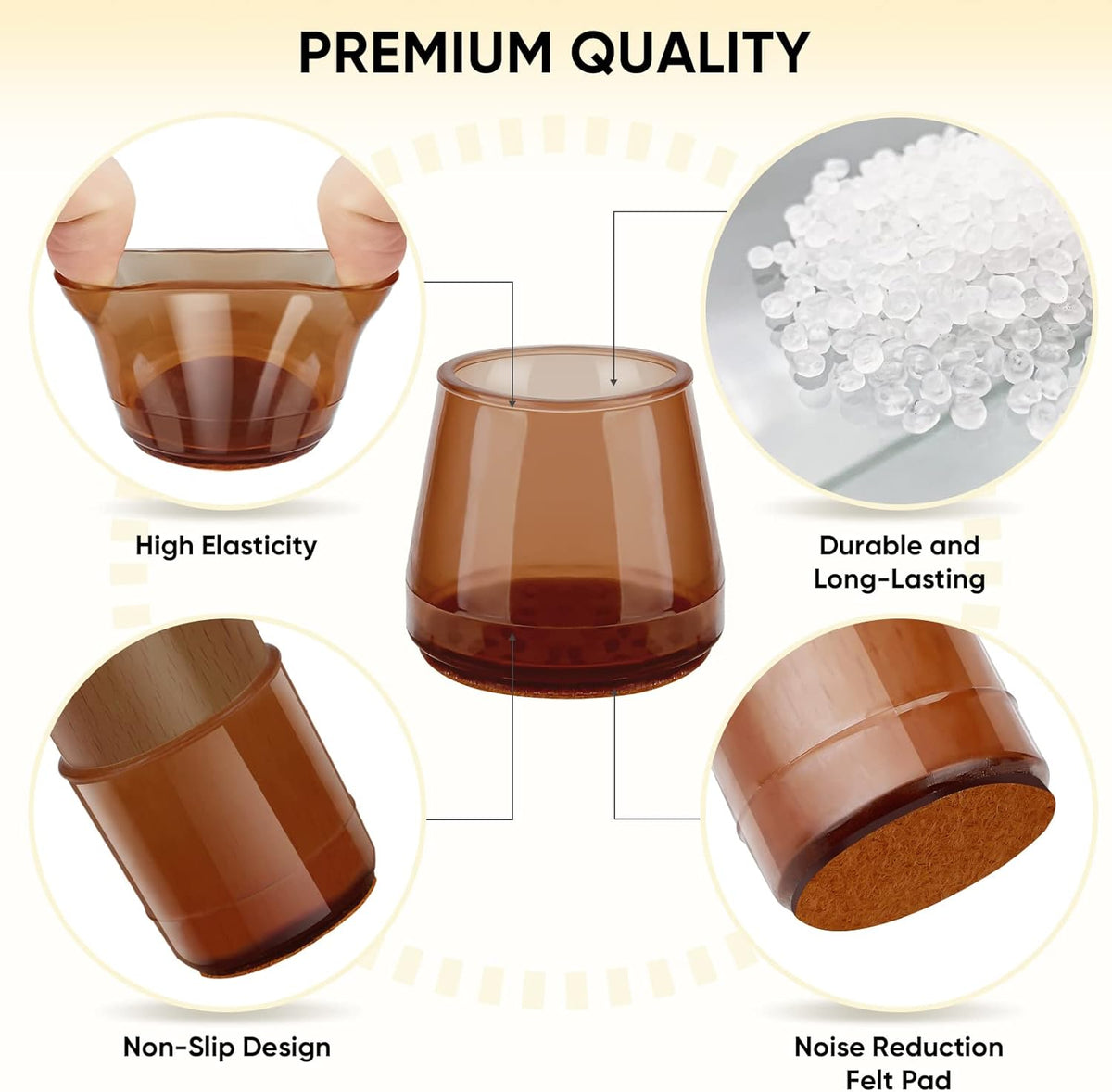 BALEINE 16 Pack Silicone Chair Leg Floor Protectors, Stool Leg Protectors Cap, Non-Slip Chair Leg