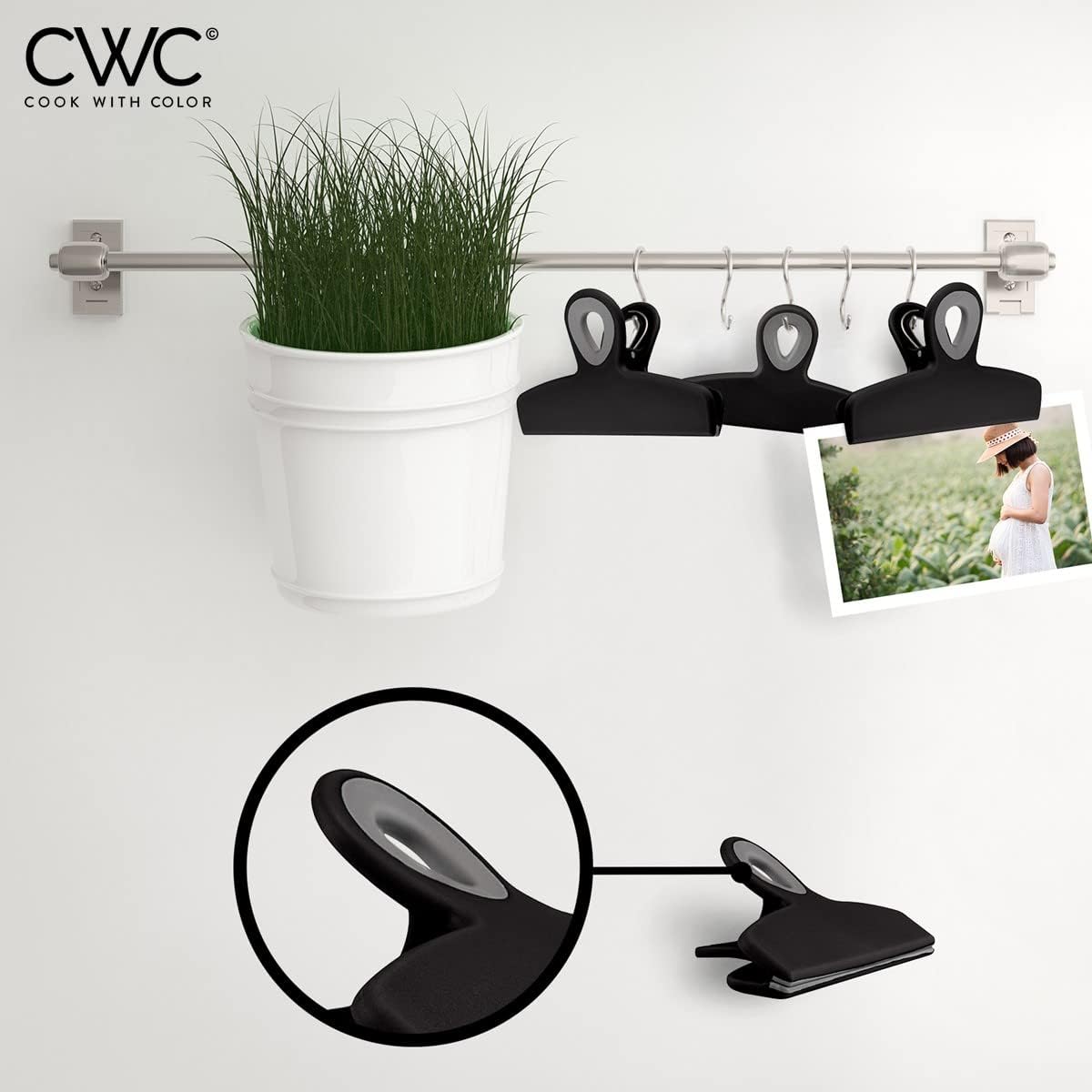 COOK WITH COLOR Bag Clips - Heavy Duty Chip Clip and Refrigerator Magnet Clips for Food Storage