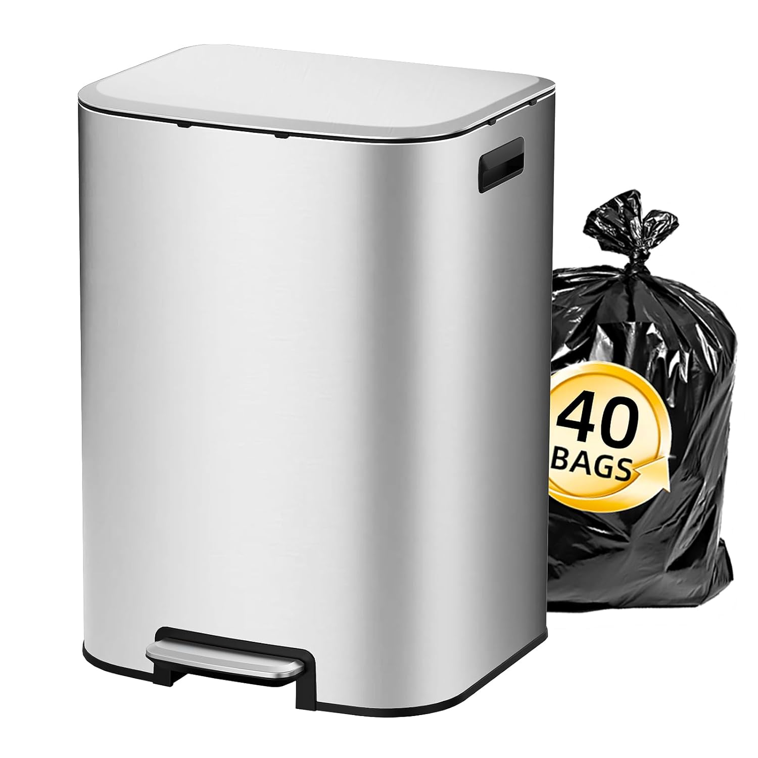 KUK 16 Gallon Kitchen Trash Can with Lid, Heavy Duty Hands-Free Stainless Steel Commercial Step