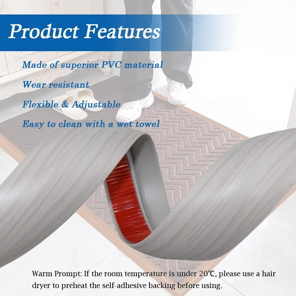 Floor Transition Strip Self Adhesive Carpet & Flooring Transitions Edging Trim Strip PVC Threshold