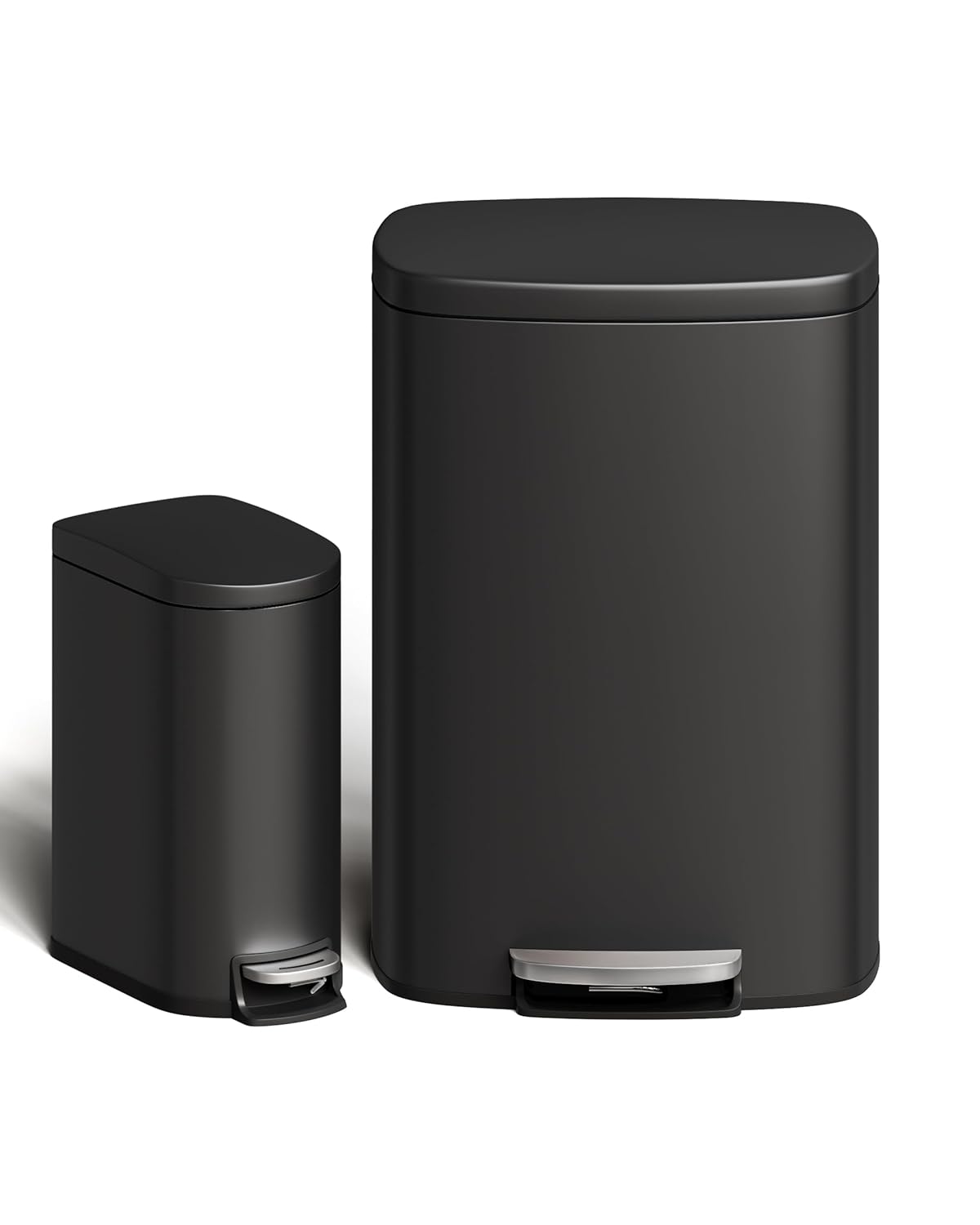 Garvee 13 Gal (50L) and 2.6 Gal (10L) Metal Trash Can Combo Set, Rustproof Garbage Can with Lid