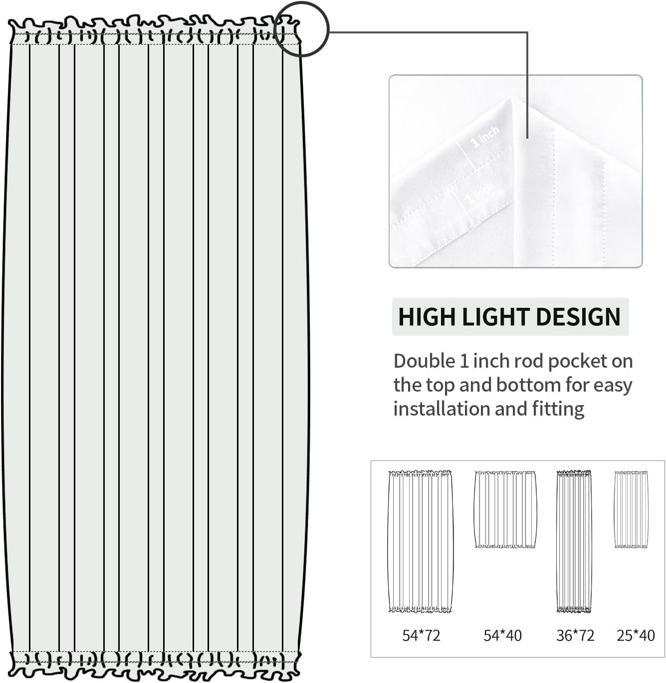 DWCN French Door Curtains – Rod Pocket Thermal Curtain for Doors with Glass Window, Kitchen and