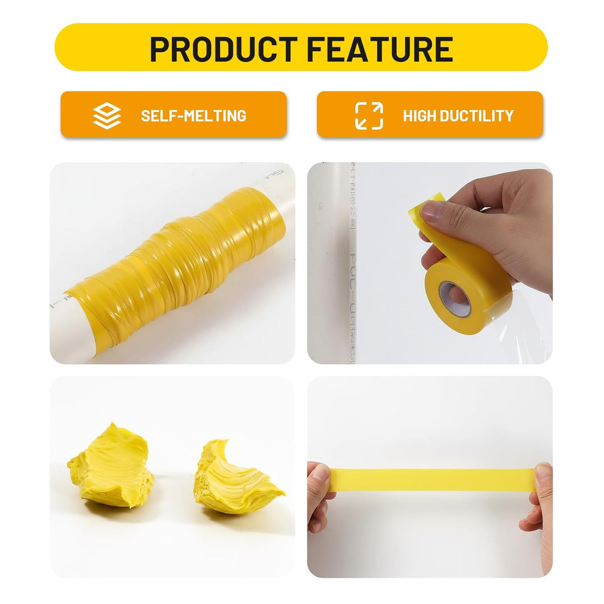 Self Fusing Silicone Tape 4 Rolls 1 in x 10' Yellow Waterproof Rescue Tape Rubber Leak Silicone