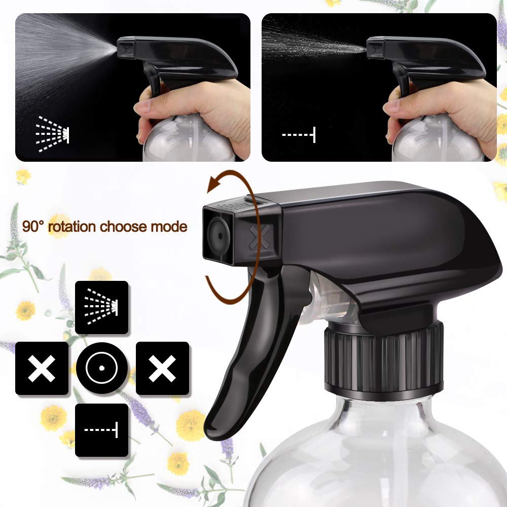 Glass Spray Bottle Kit×10 (2×16 oz, 2×4 oz, 6×2 oz), 9×10 ml Roller Bottles, Anti UV, Multi Size