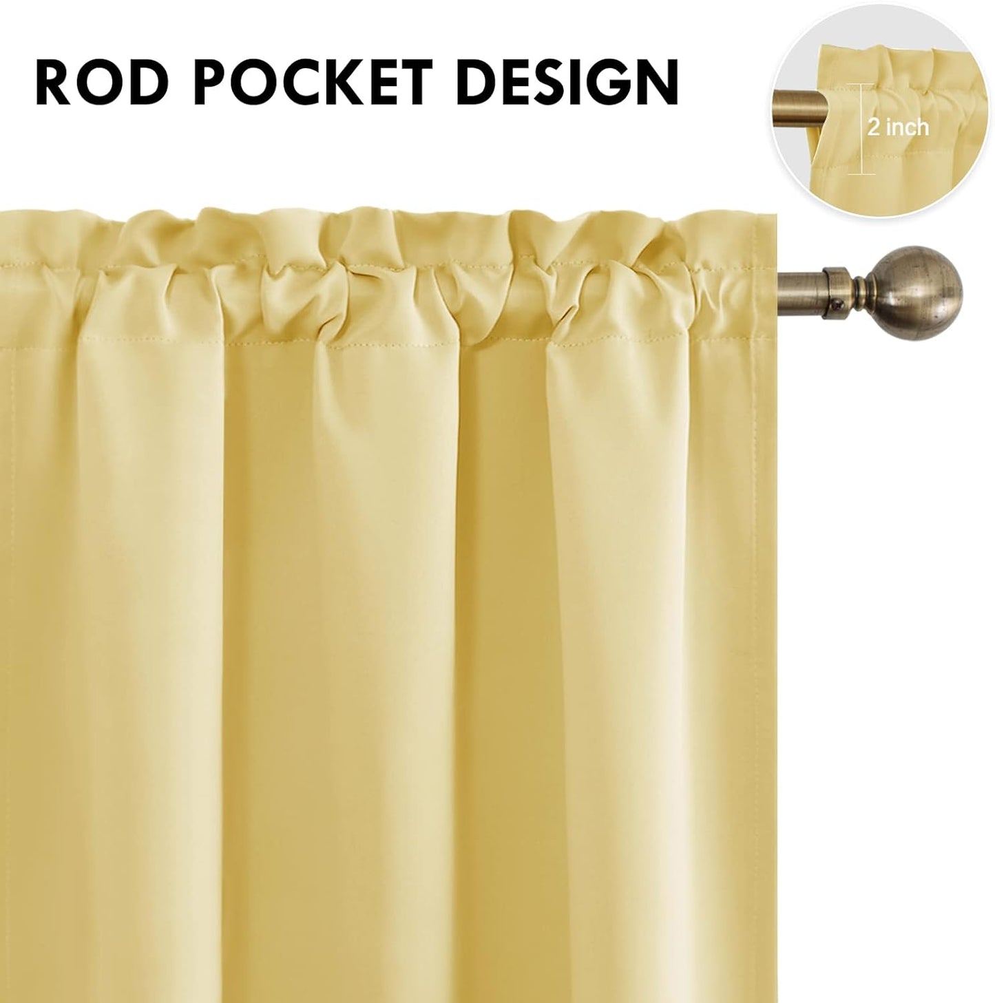 DWCN Blackout Curtains for Bedroom – Rod Pocket Thermal Insulated Noise Reducing Noise Reducing