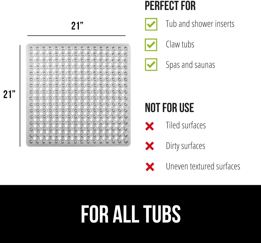 GORILLA GRIP Patented Square Shower Stall Mat, Small Bathtub Floor Mats for Stand Up Showers with