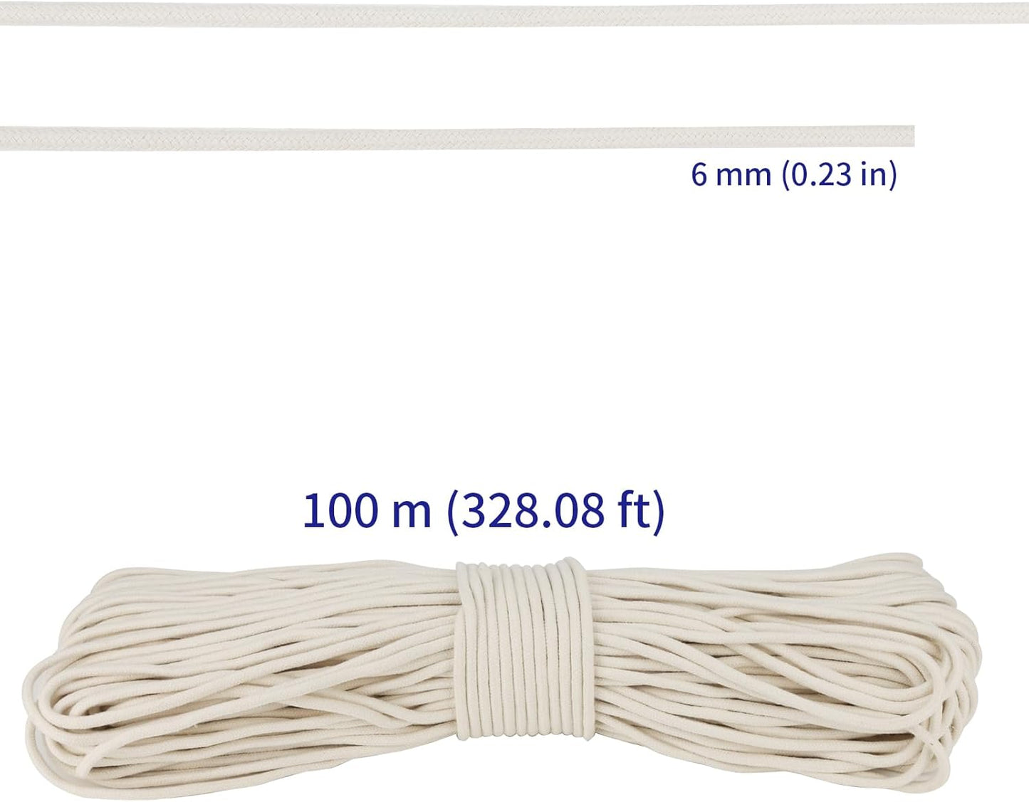 SOUJAP 328 Feet Cotton Clothesline Rope, 1/4 Inch White Cotton Clothesline Rope for DIY Decoration