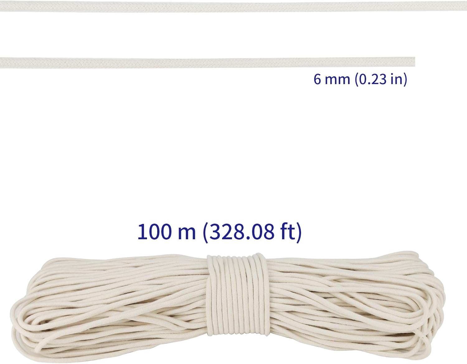 SOUJAP 328 Feet Cotton Clothesline Rope, 1/4 Inch White Cotton Clothesline Rope for DIY Decoration