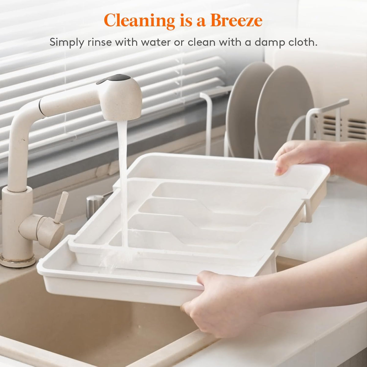Lifewit Silverware Drawer Organizer, Expandable BPA Free Utensil Tray for Kitchen, Adjustable