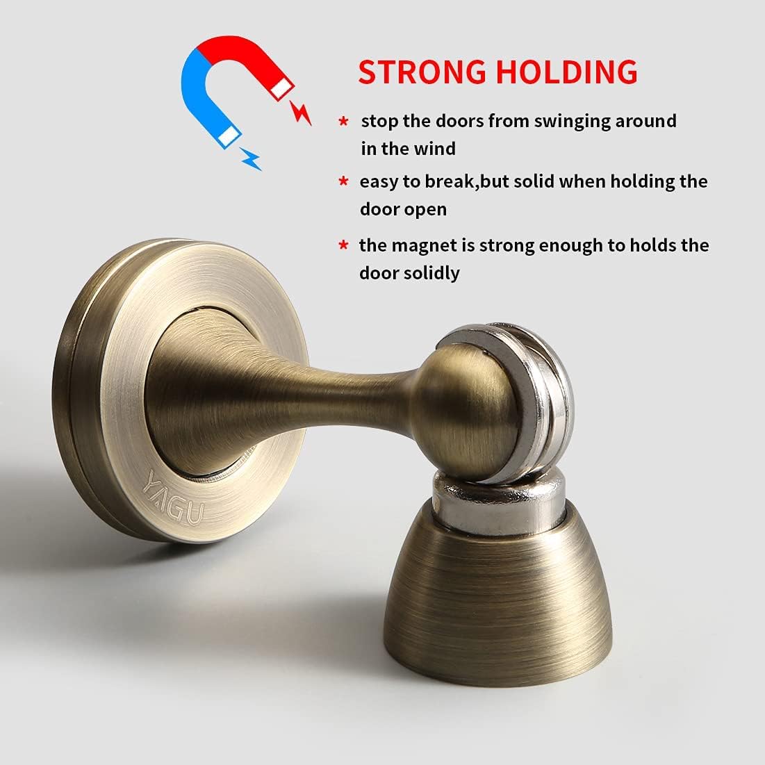 YAGU Door Stopper 6 Pack Magnetic Door Stops, Zinc Alloy Brushed Bronze Door Catch Door Holder Wall