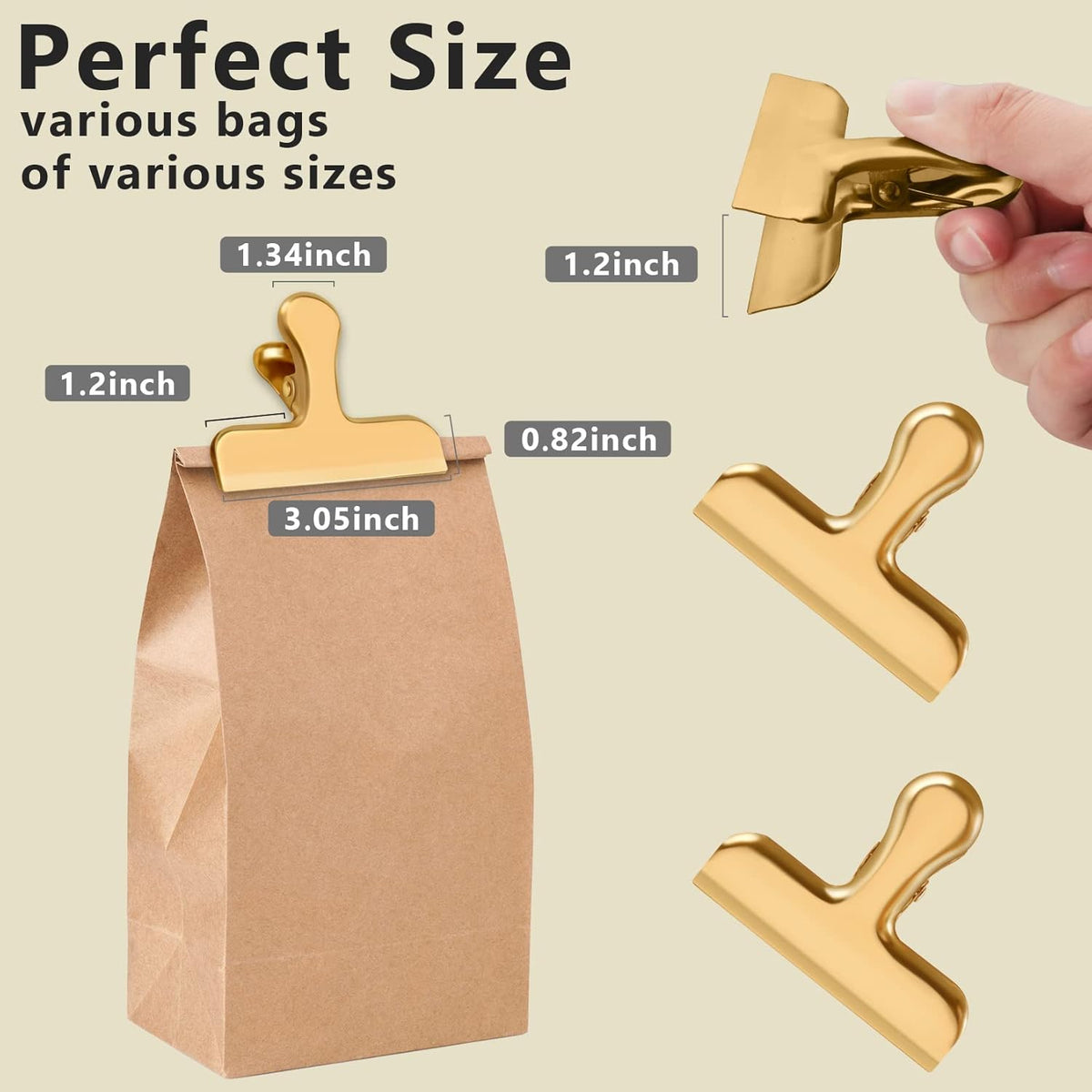8 Pack 3 Inch Wide Stainless Steel Chip Clips Food Bag Clips Heavy Duty Food Bag Clamp, Chip Clips