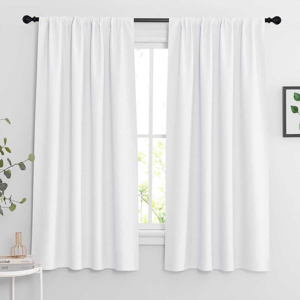 RYB HOME Blackout Curtains 63 inches Long - Energy Saving Insulation Large Window Curtain Blinds