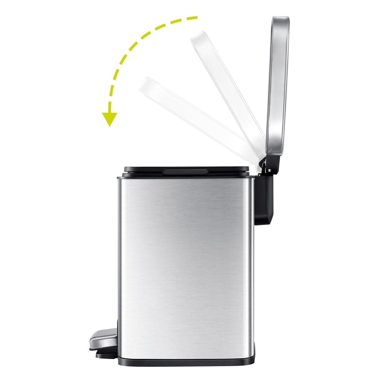 EKO Madison 6L / 1.6 Gal Bathroom Trash Can with Lid and Removable Inner Basket, Rectangular Small