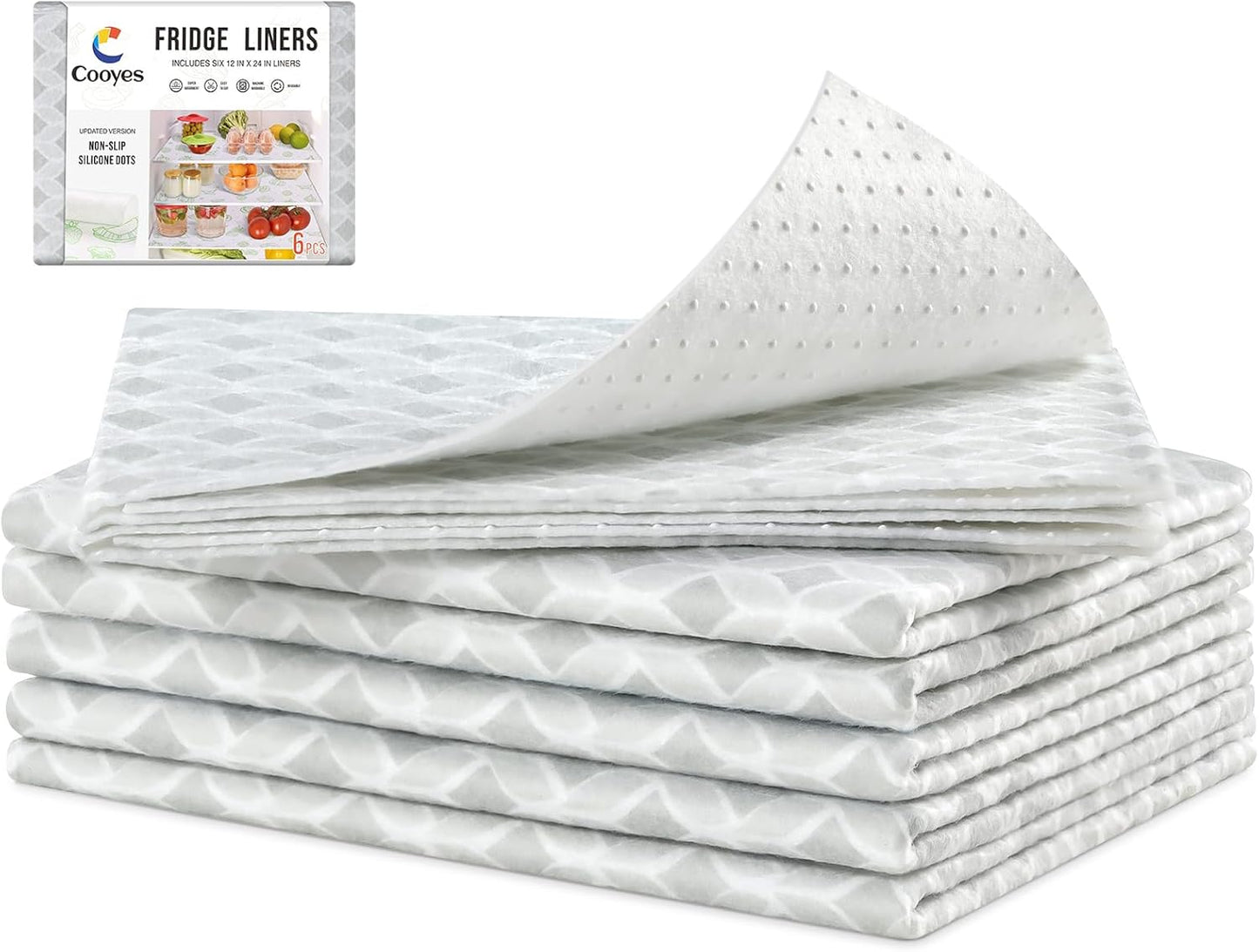 Cooyes French Door Refrigerator Liners 17.7" x 36", Absorbent Strong Grip Fridge Mats Machine