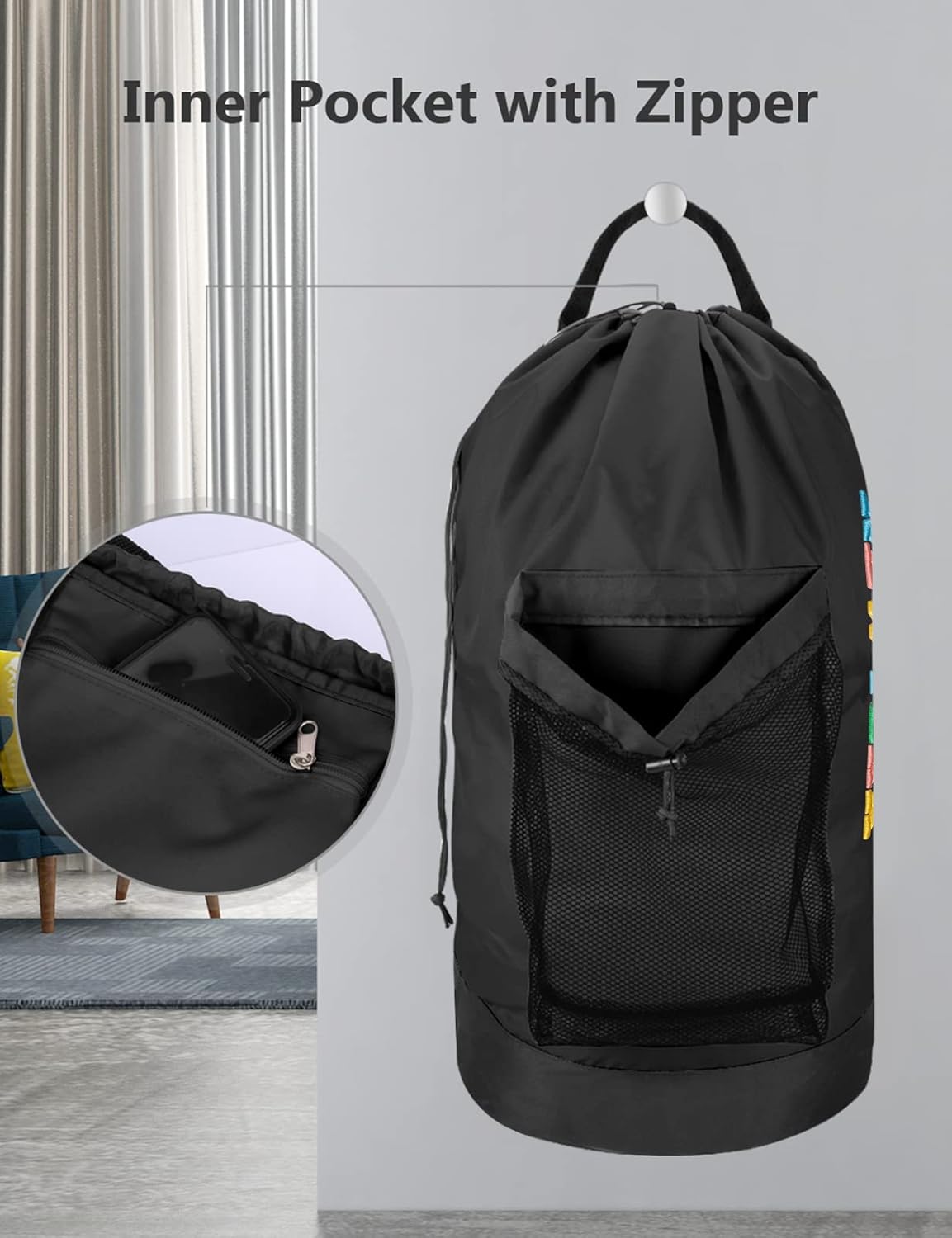 Dalykate Backpack Laundry Bag, Laundry Backpack with Shoulder Straps and Mesh Pocket Nylon Clothes