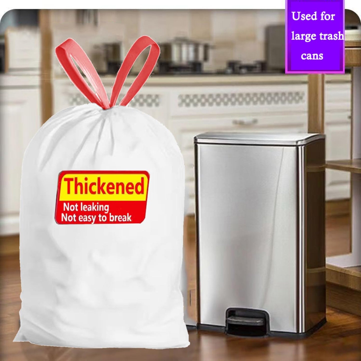 Ultra Thick Heavy Duty Plastic 16-18 Gallon Drawstring Trash Bags White Leak Proof Large Garbage