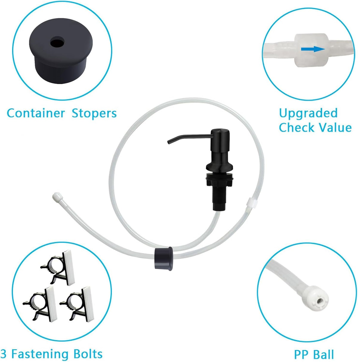 Soap Dispenser for Kitchen Sink, Kichen Sink Soap Dispenser, 47" Extension Tube kit, Under Sink
