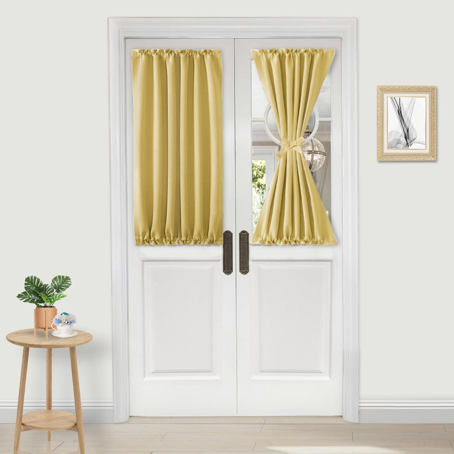 DWCN French Door Curtains – Rod Pocket Thermal Blackout Curtain for Doors with Glass Window