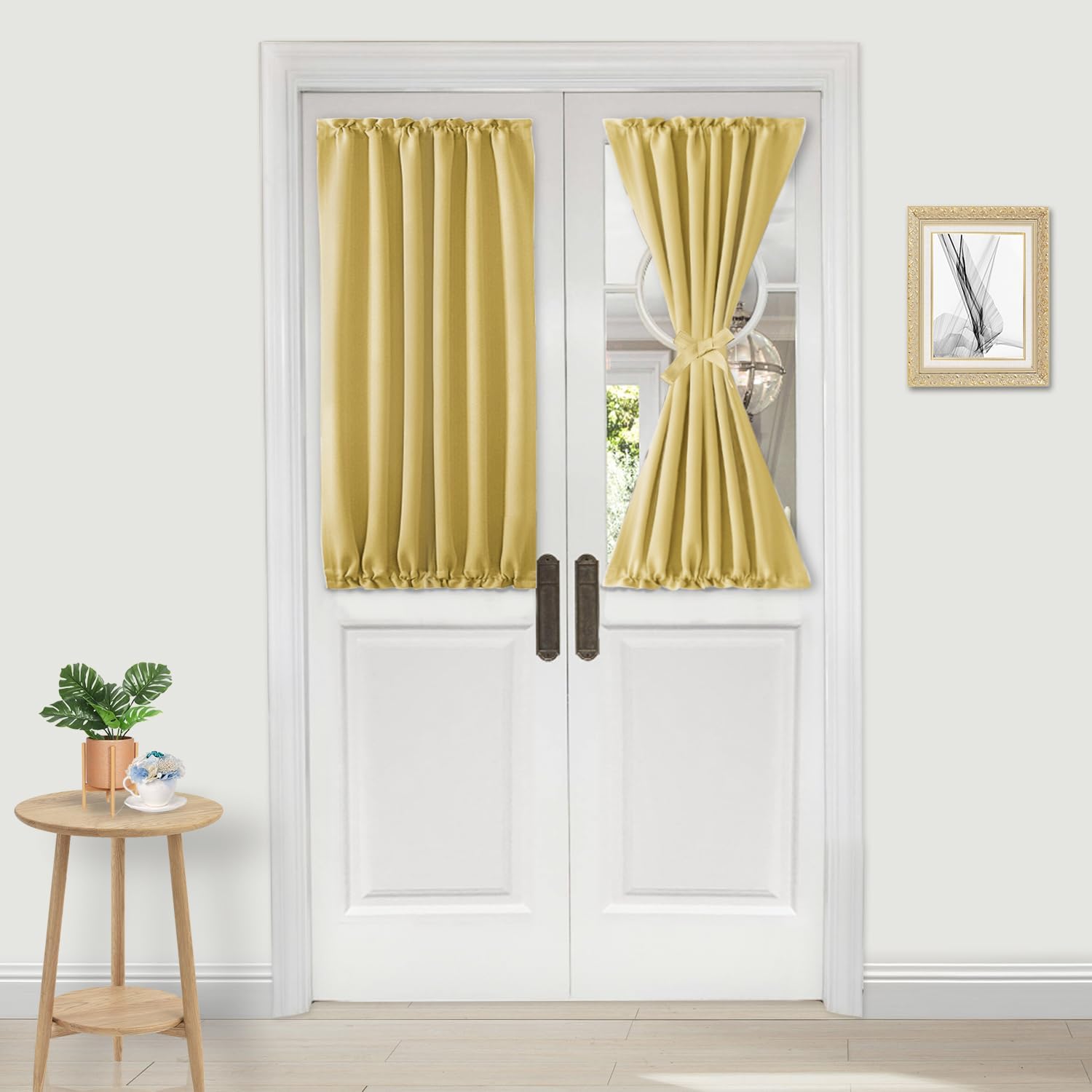 DWCN French Door Curtains – Rod Pocket Thermal Blackout Curtain for Doors with Glass Window