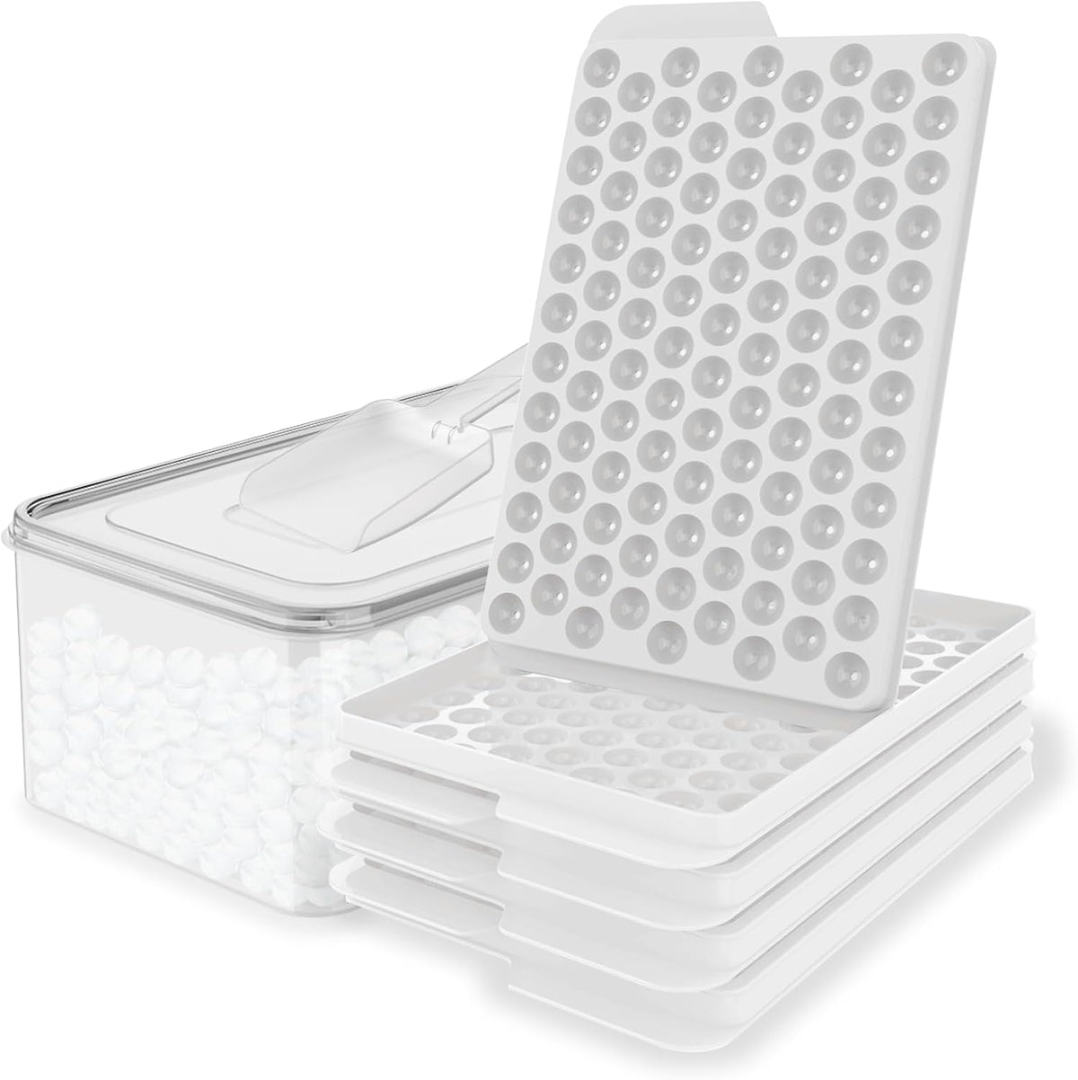 WIBIMEN Mini Ice Cube Trays, Small Tiny Round Pebble Crushed Nugget Ice Trays for Freezer with Lid