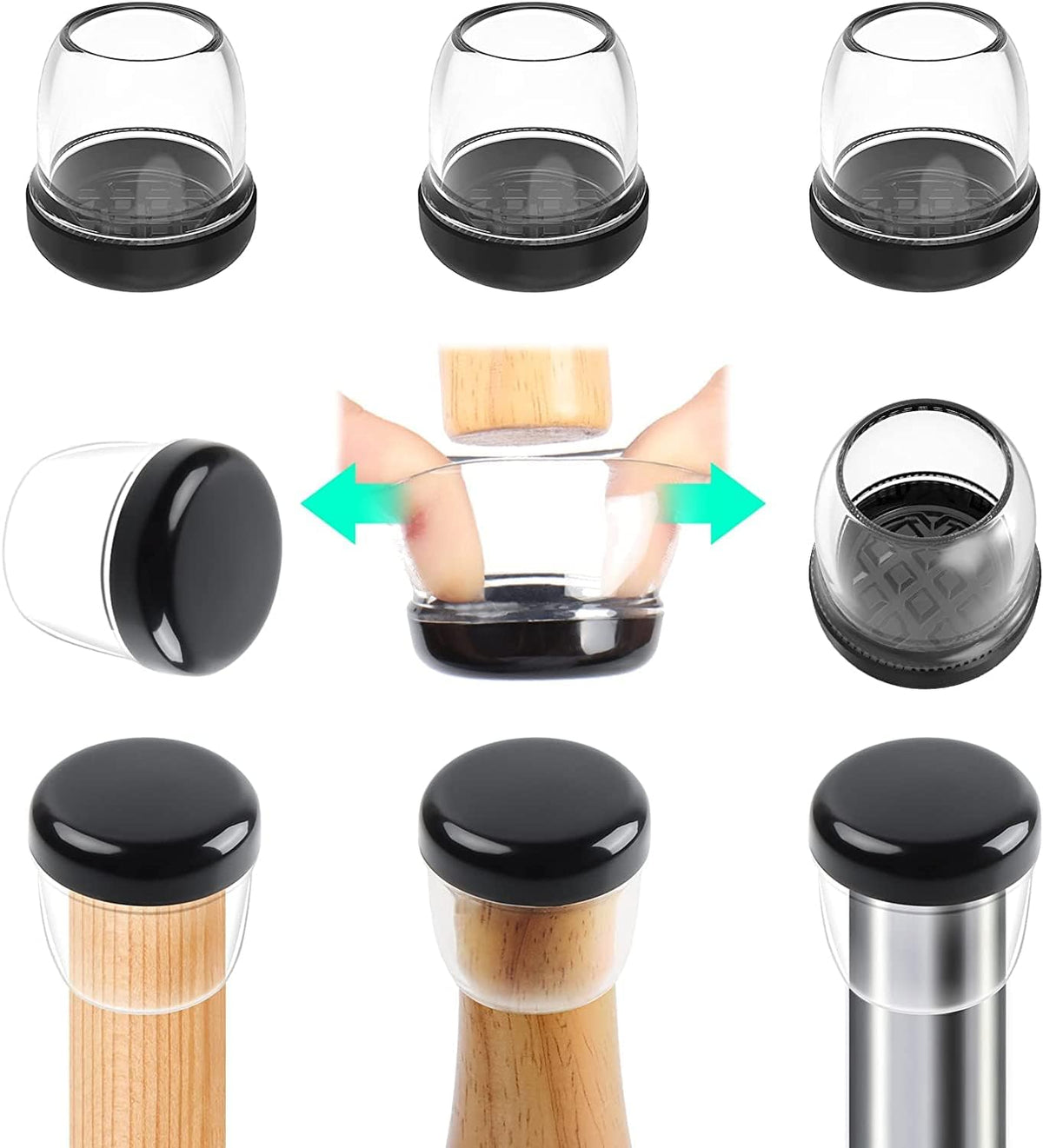 Ezprotekt 24 Pcs Clear Chair Leg Sliders for Carpet, Round Teflon Furniture Glides for Rug, Carpet