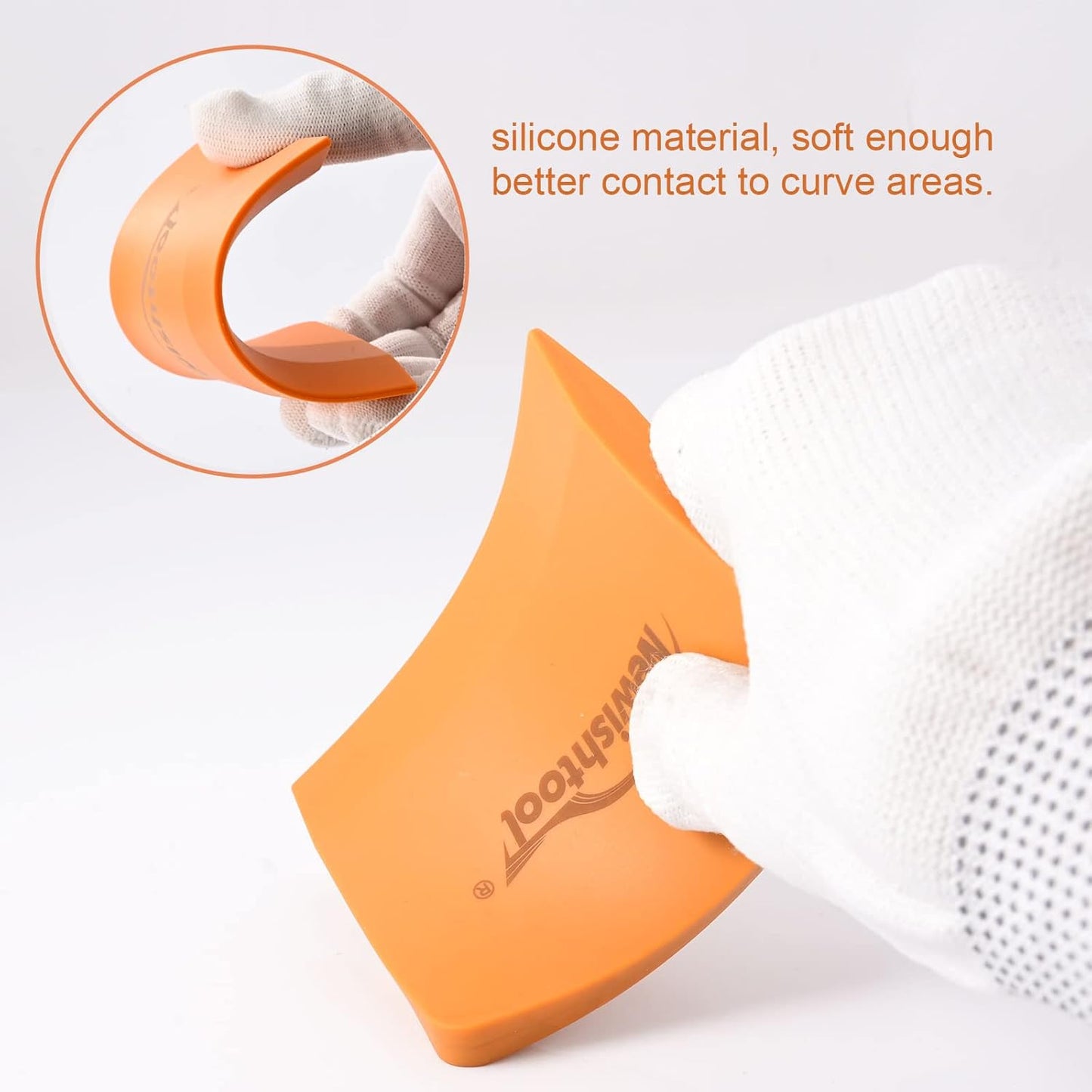 NEWISHTOOL Soft Silicone Small Squeegee for Vinyl, 2 PCS PPF Tools Window Tinting V-Blade Scraper