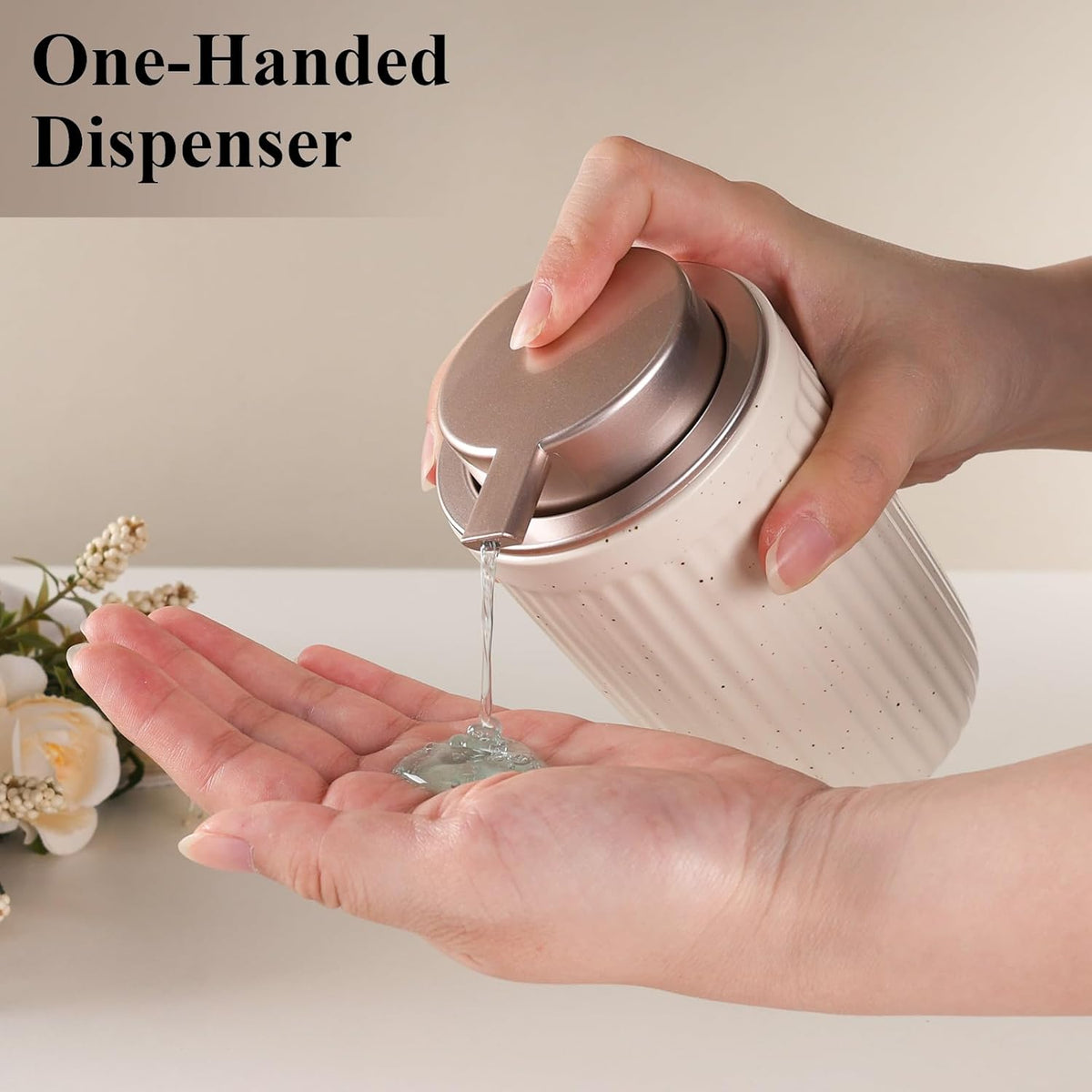 BosilunLife Dish Hand Soap Dispenser - Liquid Pump Soap Dispenser for Bathroom Decro Aprcot 12oz