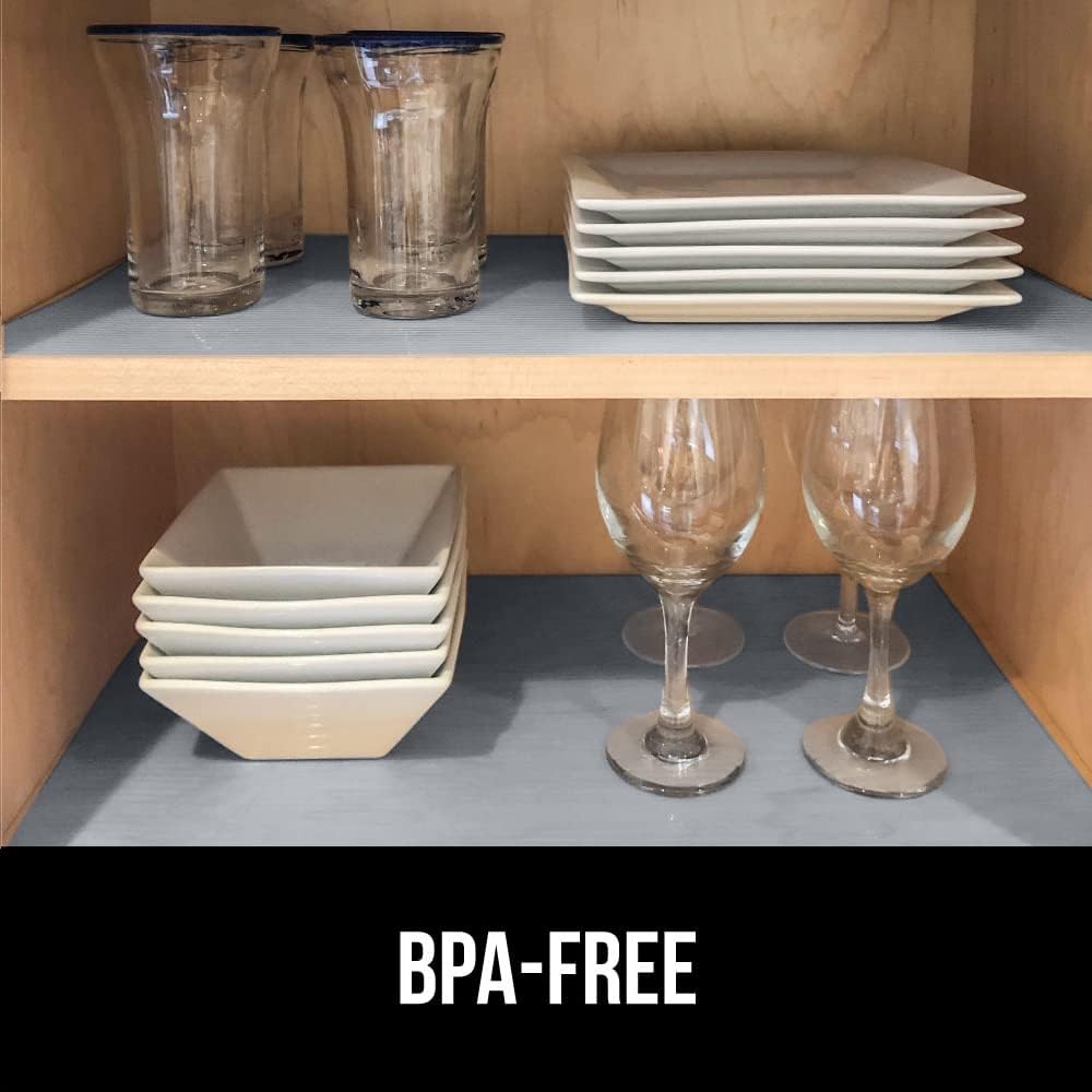 GORILLA GRIP DuraGuard Shelf Liner, Non-Adhesive Cabinet Liners for Kitchen Drawers, Shelves