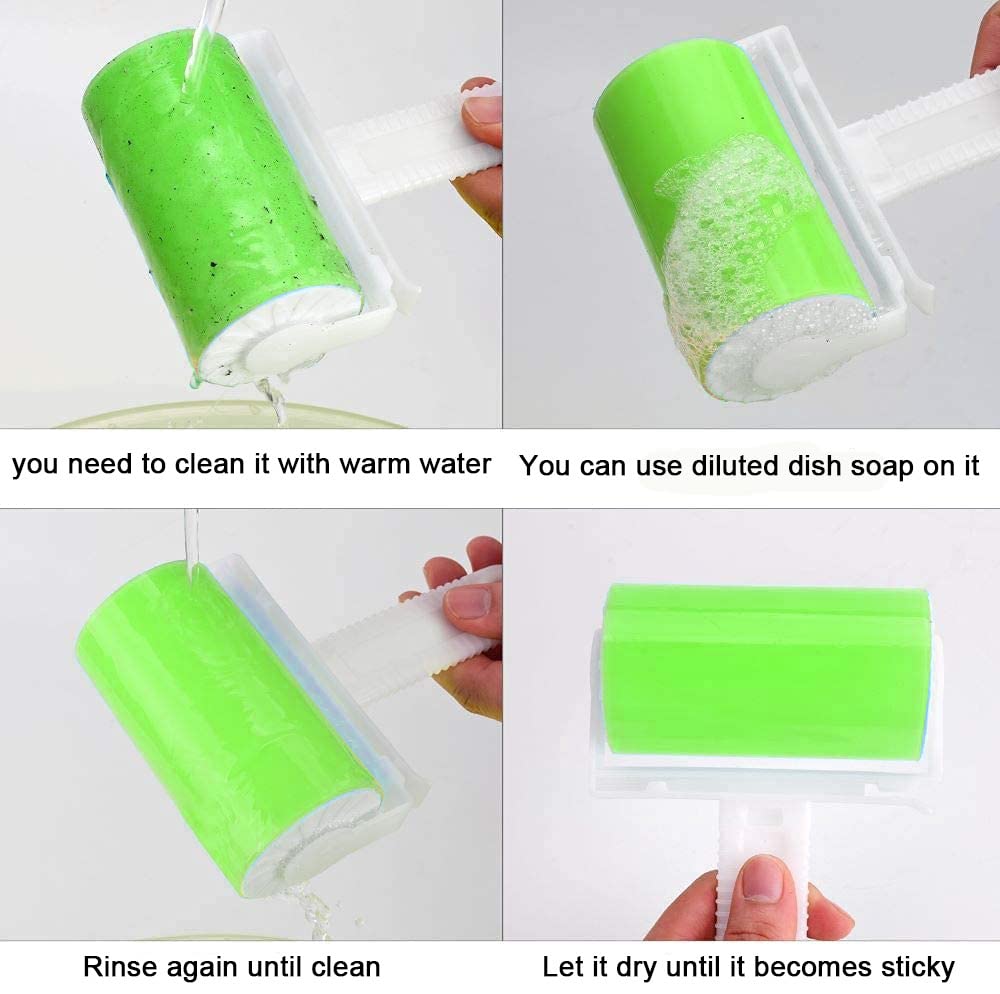 Sticky Travel Lint Roller 5 Pack, Reusable Washable Lint Roller Portable Compact Pet Hair Remover