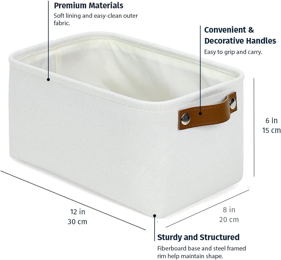 OrganiHaus Small Fabric Storage Bins for Shelves 12x8in, Closet Storage Baskets for Shelf