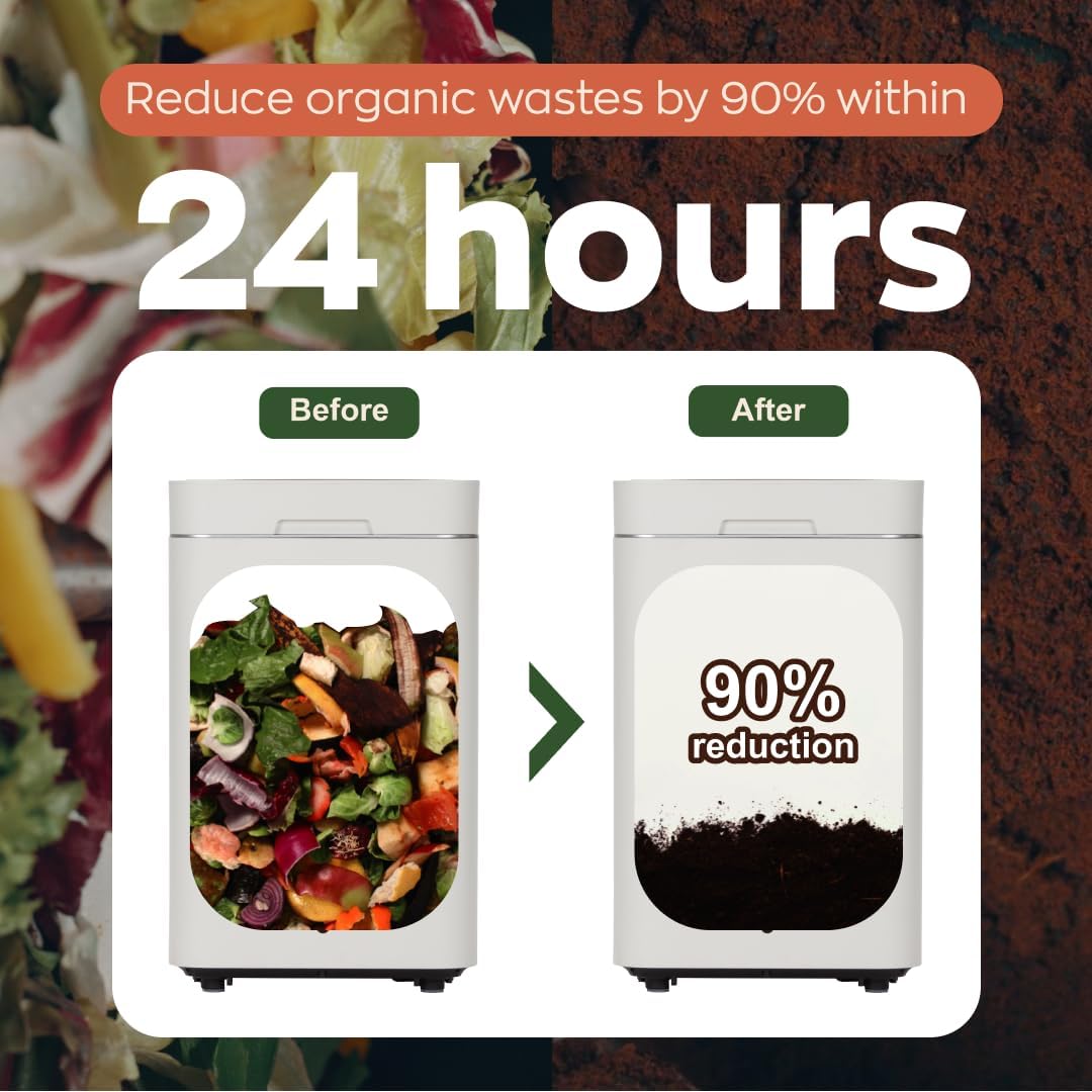 Reencle Gravity Electric Composter - 22L Kitchen Composter– Decomposes 3.3 lbs Daily, Odorless &