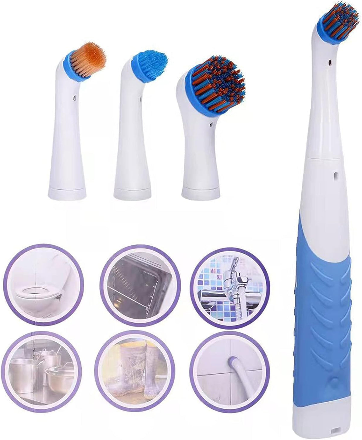 Electric Cleaning Brush with 4 in 1 Multiple Brush Heads,Indoor Household Cordless Motorized Brush