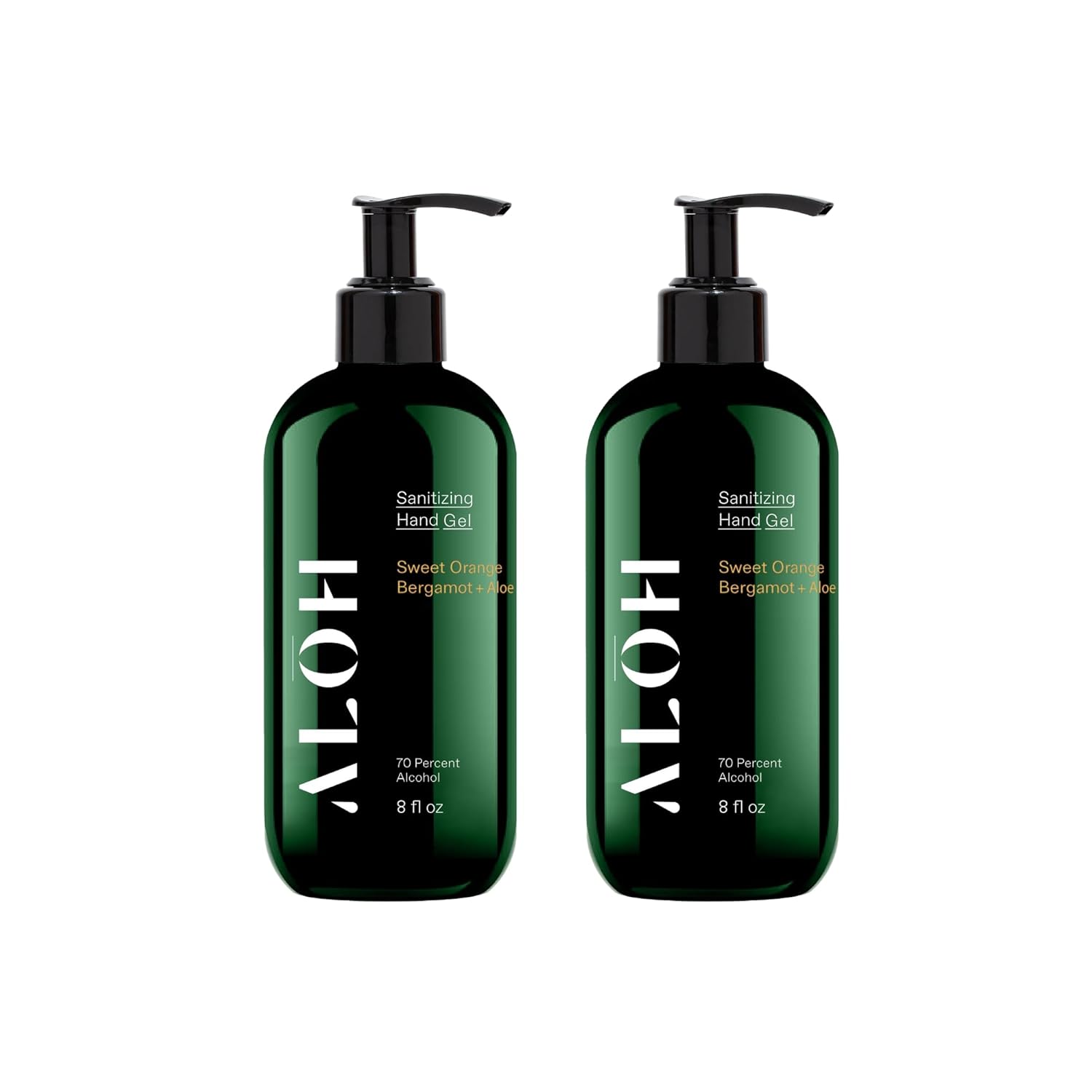 ALŌH Sanitizing Hand Gel 2-pack | Sweet Orange Bergamot + Aloe | 70% Alcohol Hydrating Hand